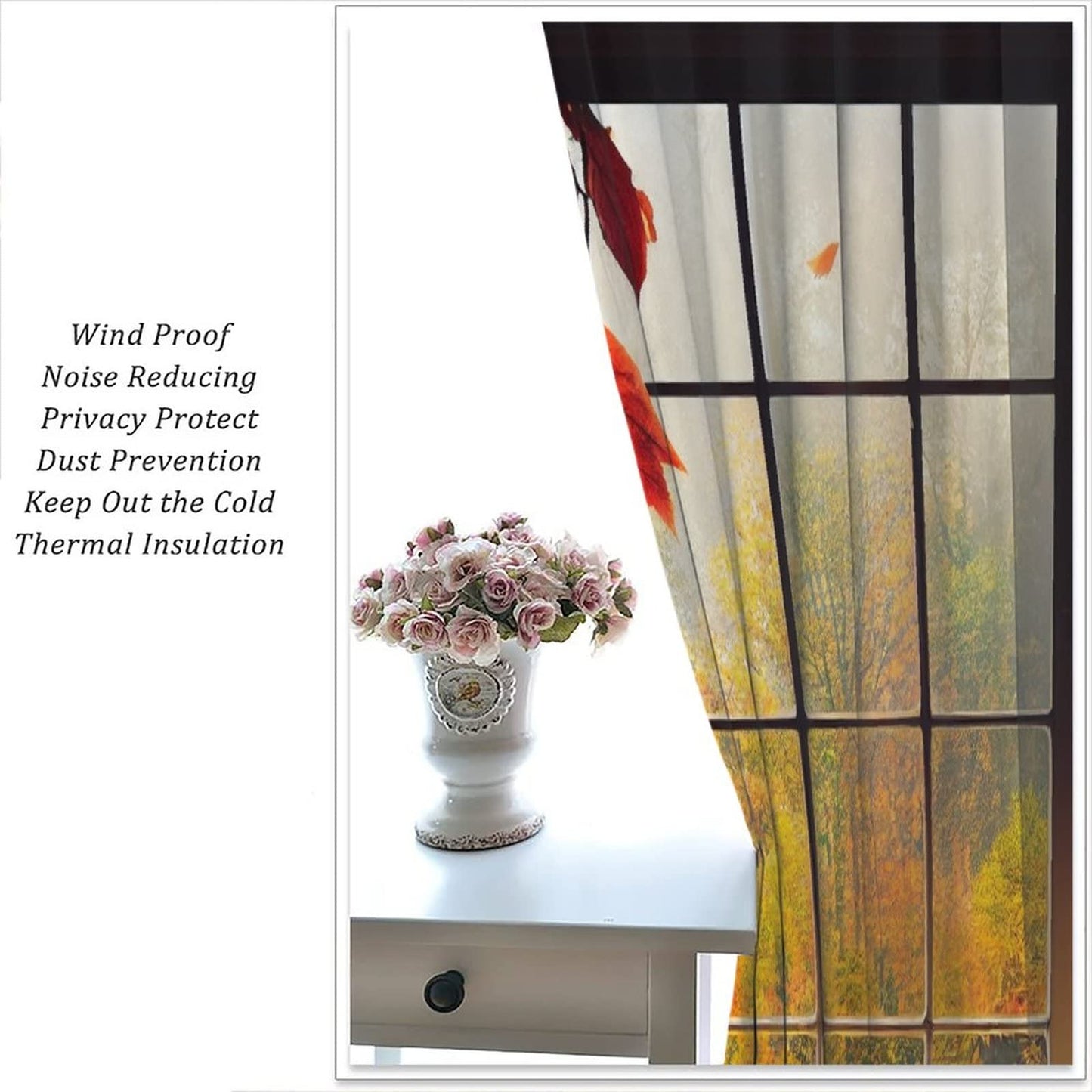 Autumn Scenery Curtains Beautiful Natural Scenery Maple Leaves Bedroom Living Room Decor Rod Pocket Blackout Window Drapes 2 Panels Set 42x45in