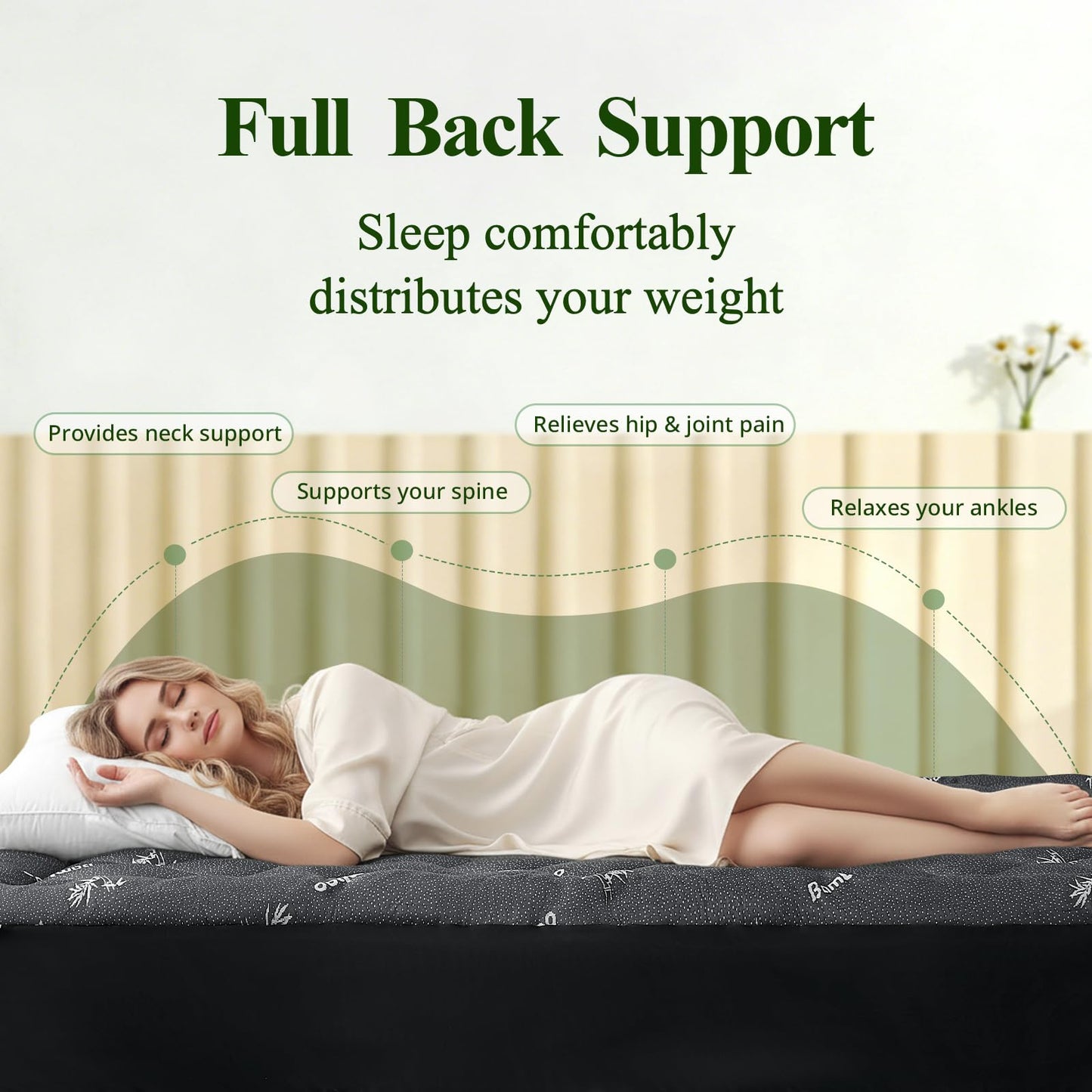 Full Size Mattress Topper, Viscose Derived from Bamboo, Thick Pillow Top Mattress Pad with Deep Pocket Fits 6-18 inches, Cooling for Hot Sleepers, Soft for Back Pain Relief, Premium Dark Grey