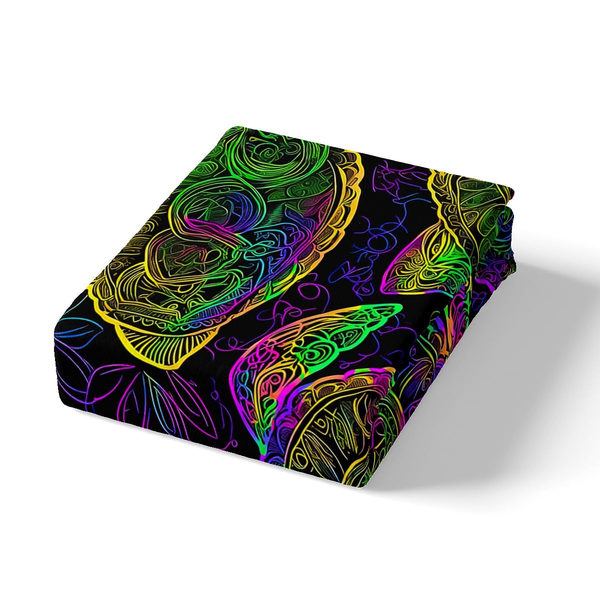 Feelyou Sea Turtle Fitted Sheet Ocean Creature Bed Sheet Set Sea Animal Bedding Boho Mandala Sheet Set Queen Size Includes 1 Sheets & 2 Pillowcases (No Flat Sheet)