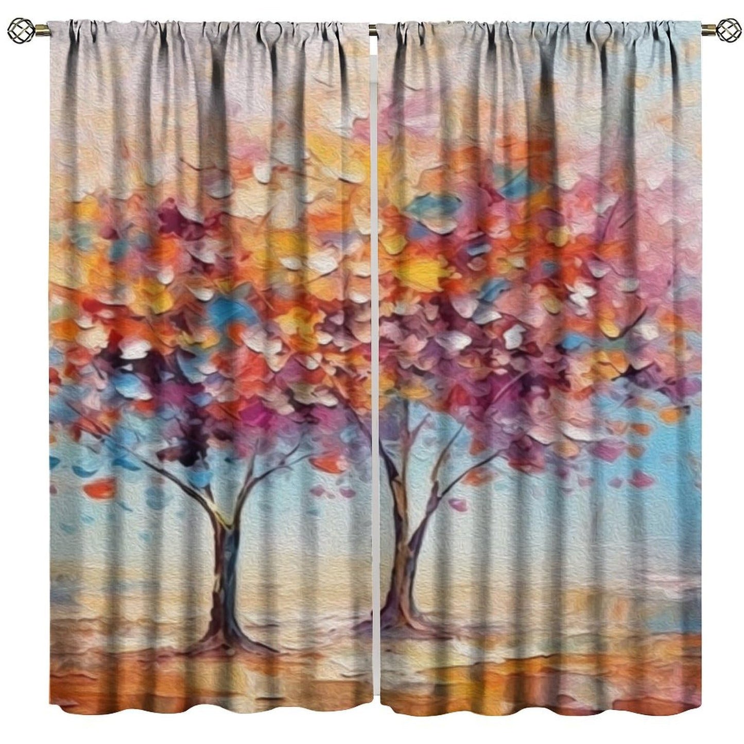 Blooming Tree Blackout Curtains, Thermal Insulated Light Blocking Drapes, Abstract Floral Landscape, Nature Home Decor for Bedroom Living Room,21" W x 45" L, 2 Panels