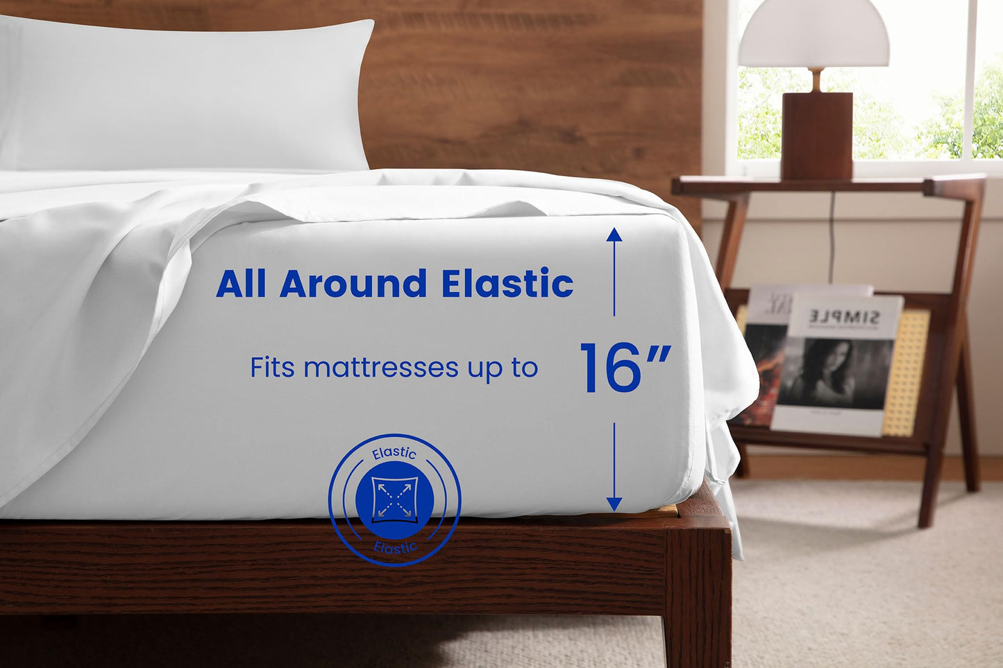 MISSQ California King Size Bed Sheets Set - Cooling, Extra Soft, Wrinkle & Fade Resistant, Hypoallergenic - 4 Piece Hotel Luxury Microfiber Sheets with 16 Inch Deep Pocket, Cal King, White