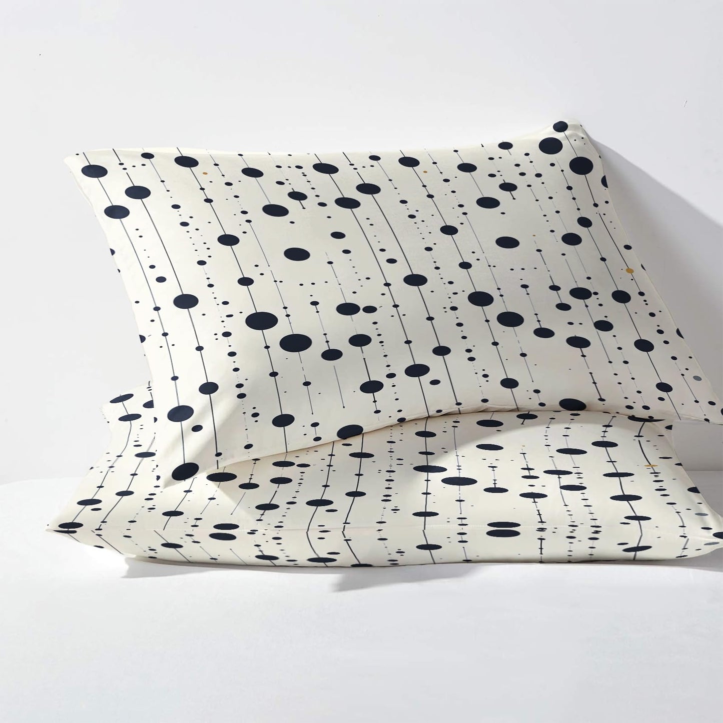Polka Dots Sheets Full Size, Striped Bed Sheets, Patterned Bedding Sheets & Pillowcases 4 Piece Set - Soft Microfiber Deep Pocket Fitted Sheet & Flat Sheet & 2 Pillow Cases M&-A243