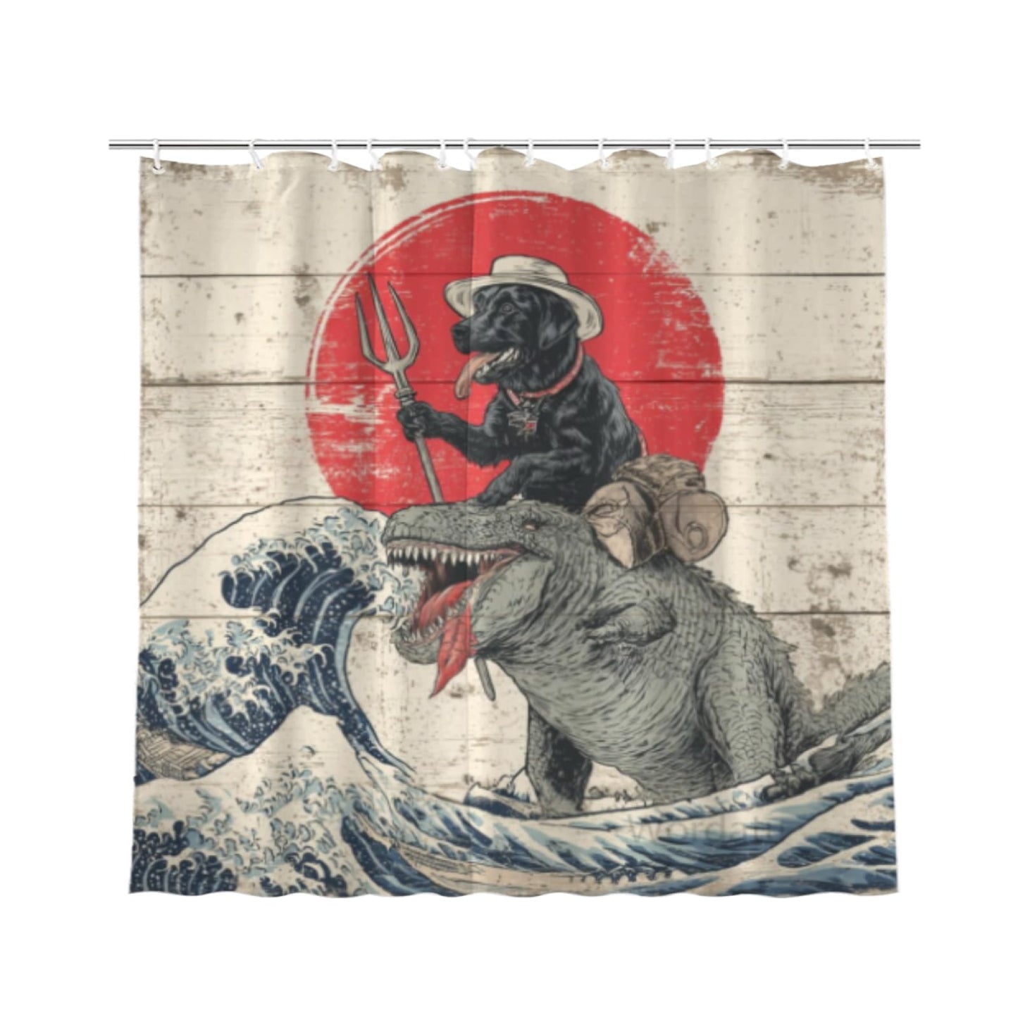 Wordatu Cute Black Labrador Dog Shower Curtain for Bathroom Decor Ocean Funny Animal and Child Fabric Waterproof Polyester 12 Hooks 72x72 Inches