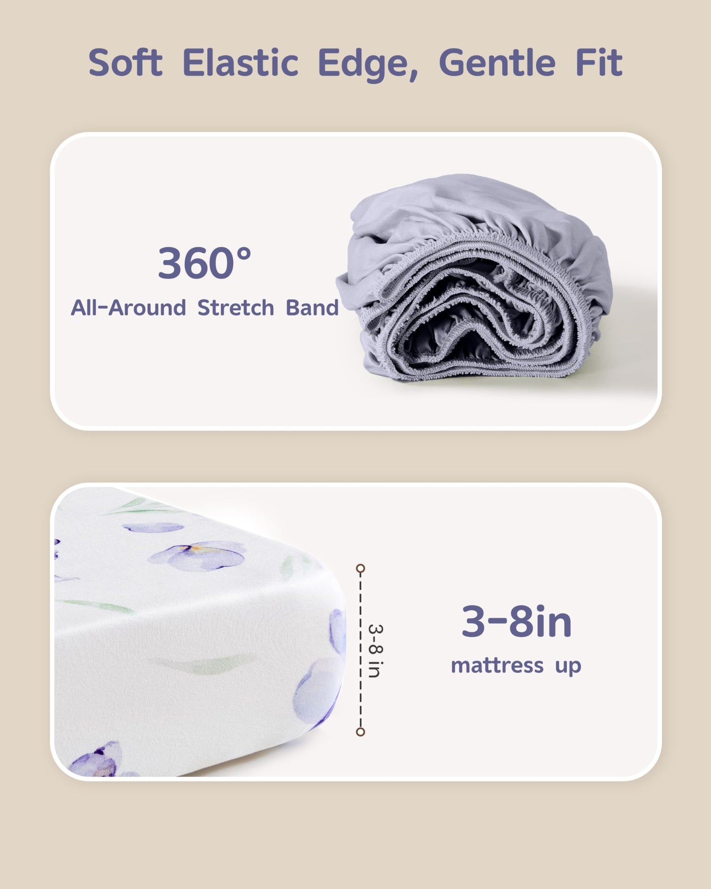 FIEMOL Baby Crib Sheets Girl, Toddler Bed Sheets Fitted for 52”x28”Standard Crib and Toddler Mattresses, 4 Pack Soft Breathable Stretchy Pink Purple Floral