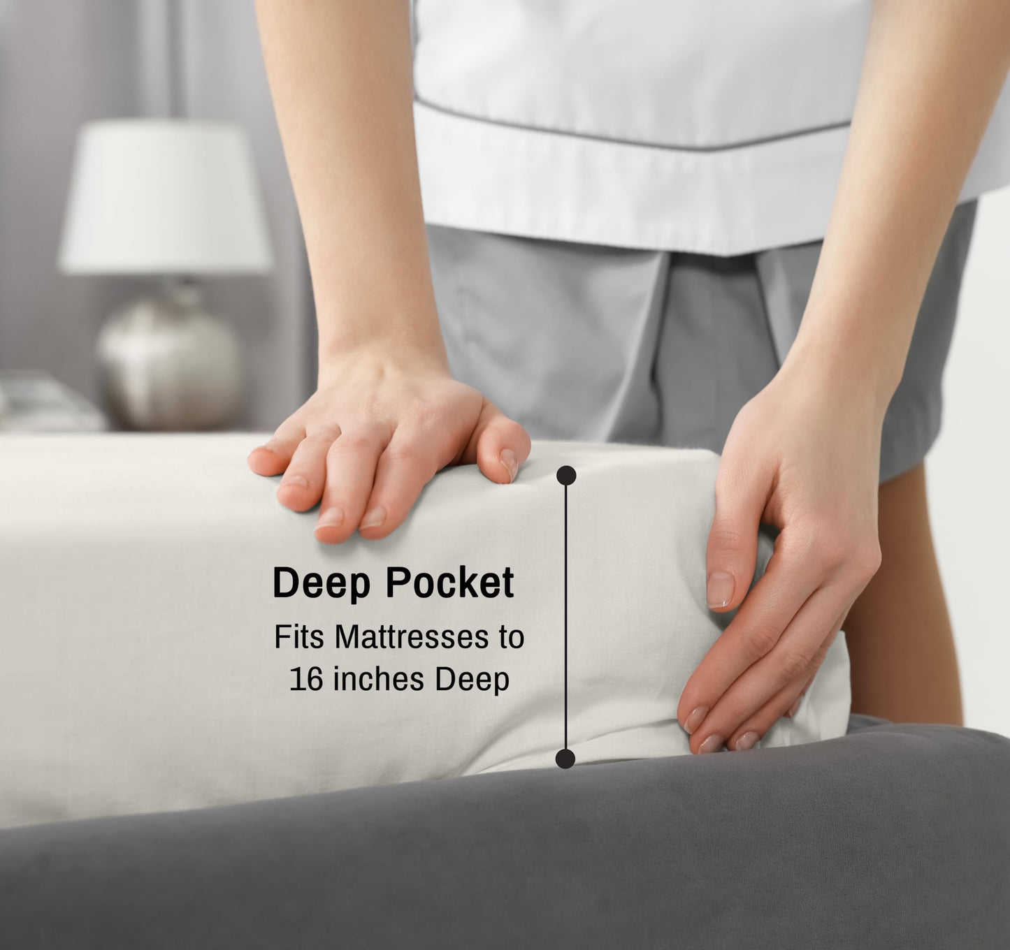 RUVANTI 100% Cotton Percale Sheets Queen Size – Crisp Cooling Bed Sheets for Hot Sleepers, Deep Pocket 16”, Soft Breathable & Durable Hotel-Style 4 Piece Set, Ivory