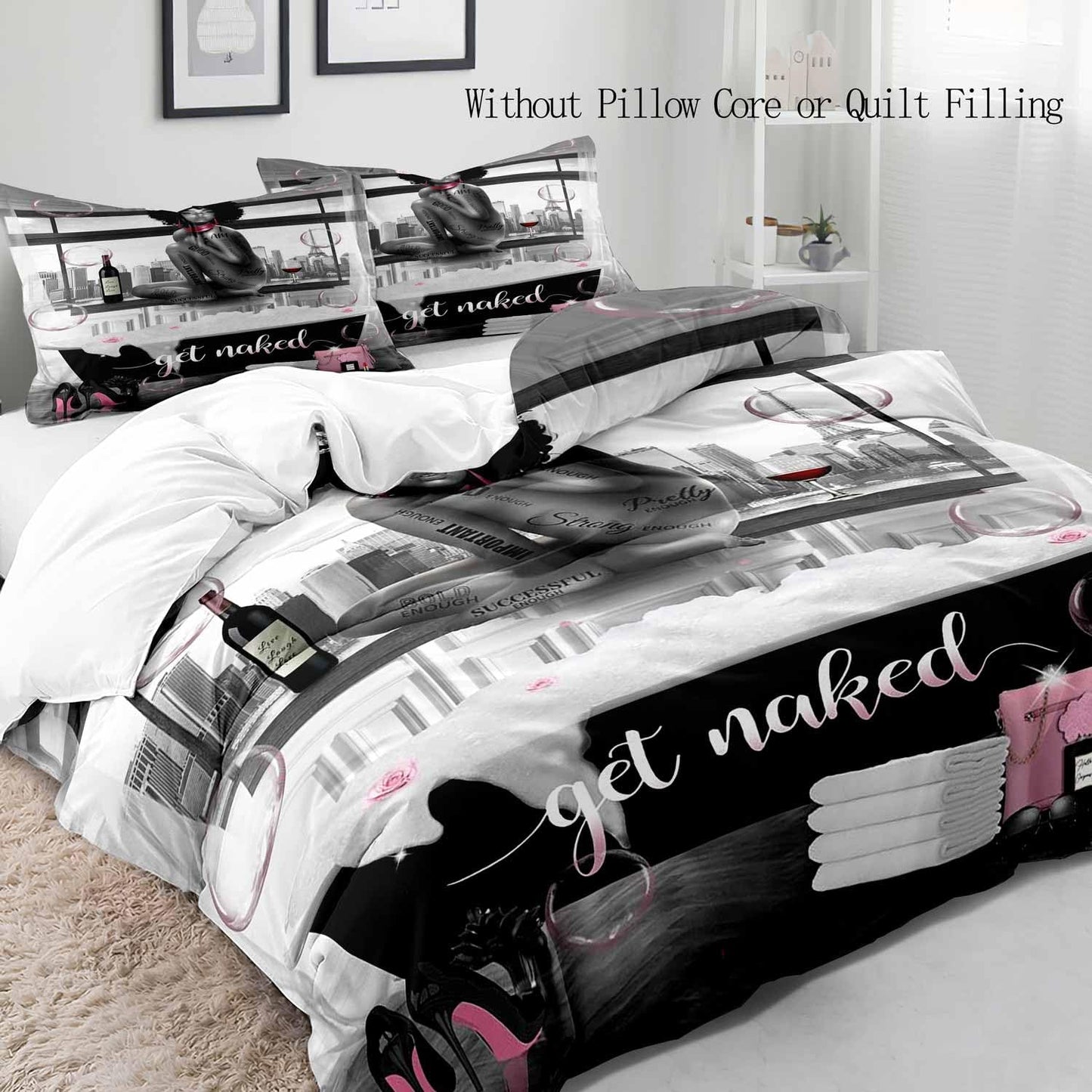 VIVIHOME 3PCS Sexy Black Girl Duvet Cover King Bedding Set, Preppy Bedding, Motivational African American Girls Comforter Cover, Apartment Dorm Room Decor, Inspirational Gifts for Women, 2 Pillowcases