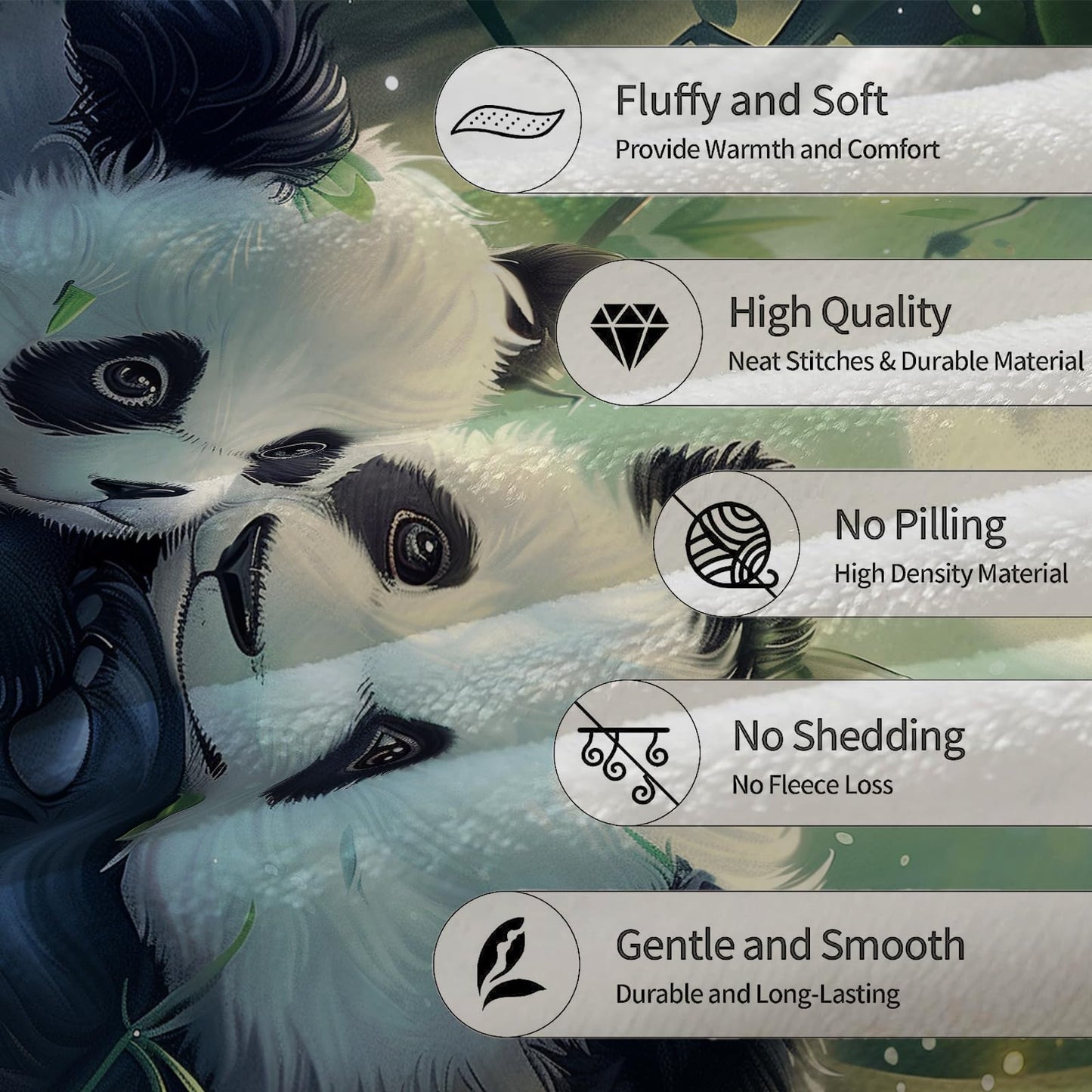 Ti Caldi Panda and Moon Blanket | Soft Warm Fuzzy Lightweight Animal Flannel Throw Blanket Perfect for Couch, Bed, Travel & Outdoor Use, Cozy Blankets for Women Girls 60×50 in