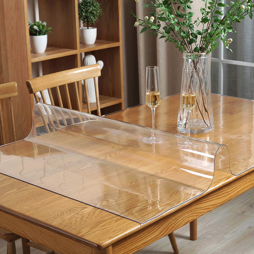 14x24 in Office Desk Blotter Mat Clear Plastic Table Protector Cover Pad PVC Transparent Topper Surface Proection Pad Anti Scratch Table Mat Glass Dinner End Waterproof Easy Clean