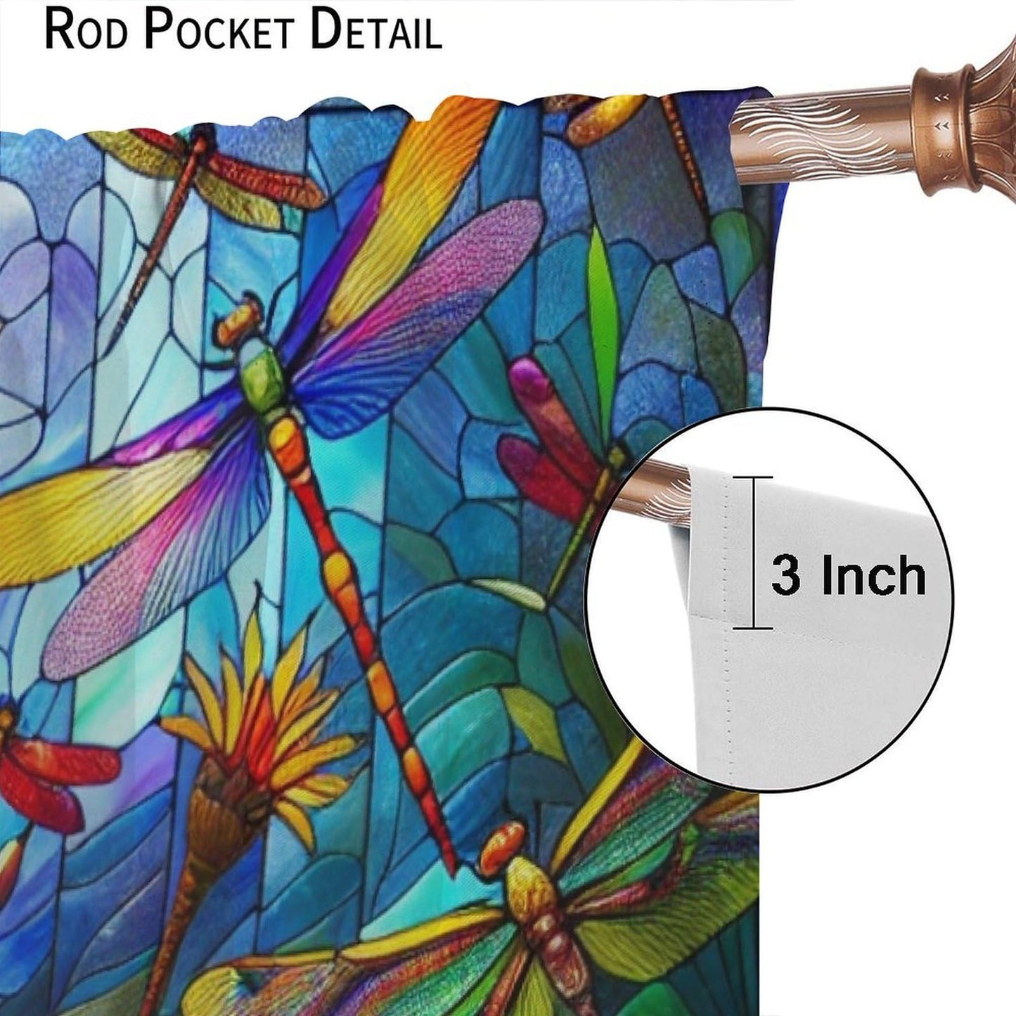 FengMingRui Dream Stained Glass Curtains Dragonfly Flowers Fantasy Nature Scenery Floral Blackout Window Treatments for Kids Boys Girls Bedroom Living Room Window Drapes 42" W X 45" L