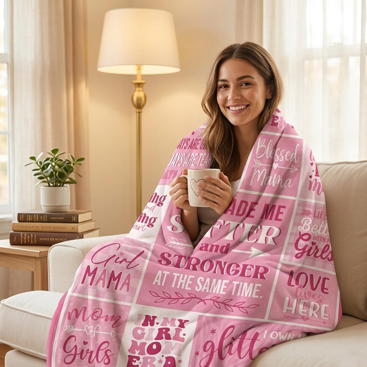 Wxiben Girl Mom Flannel Throw Blanket Gifts from Daughter - Mother's Day Birthday Gift for Mama Soft Blanket Present for Mother Bed Couch Sofa Home Decor 60x50 Inches