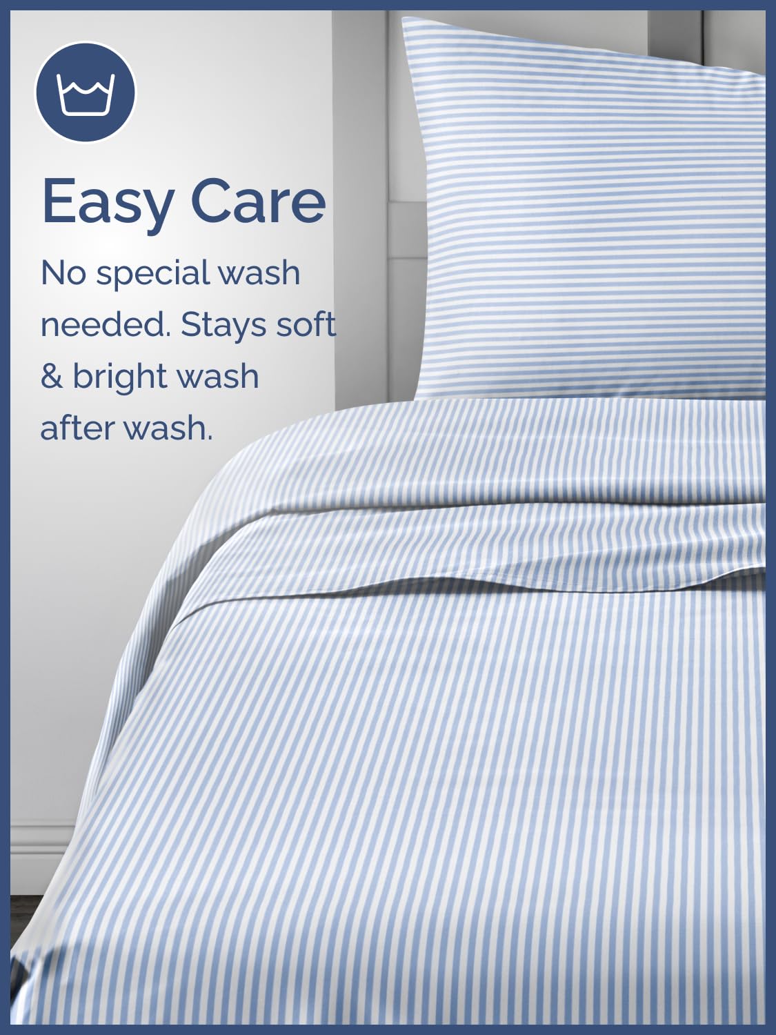 Kids Twin Size Bed Sheet Set - 3 Piece Kids Loft Bed Sheets - Blue Striped Nautical Themed Bedding - Soft, Cute and Cozy - Breathable & Machine Washable - Sky Bed Set for Boys, Girls, Teens & Toddlers