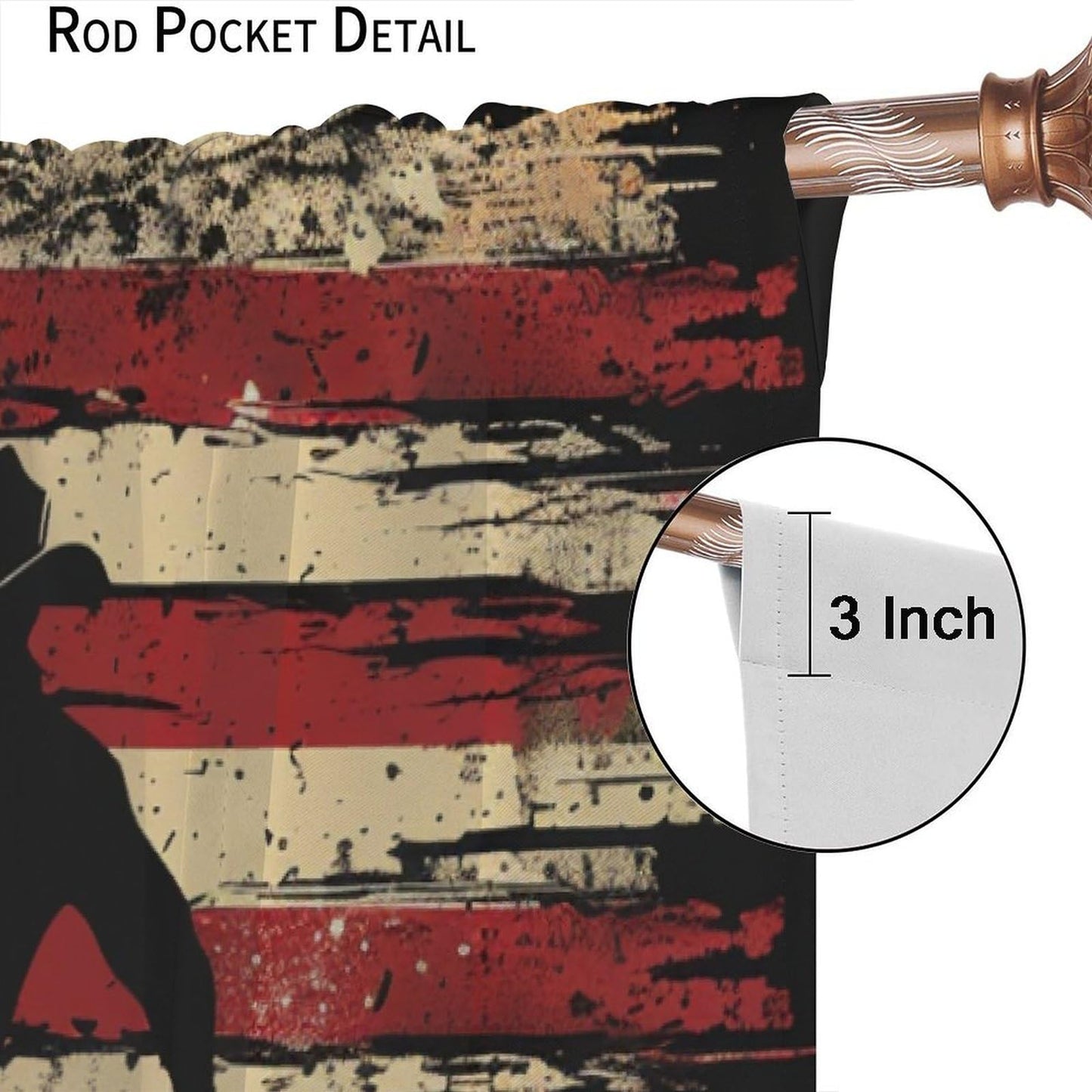 TOWINSFB Retro American Flag Blackout Curtains for Living Room Bedroom, Traditional USA Patriotic Western Cowboy Window Curtains Rod Pocket Thermal Insulated Window Drapes, 2 Panels, Each 21W x 45L