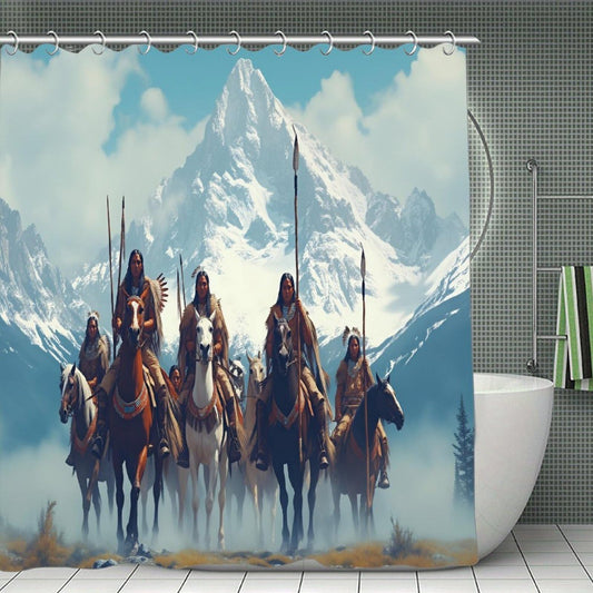 DGOGNFDNG Vintage Warrior Tribe Shower Curtain 71x71 Inches Waterproof and Bright Fabric Shower Curtains Bathroom Toilet Accessories Decor