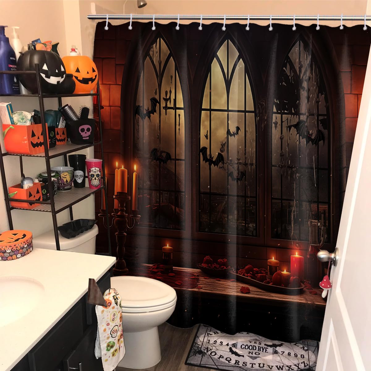 Lvetong Gothic Haunted Mansion Shower Curtain, 70" W x 72" L