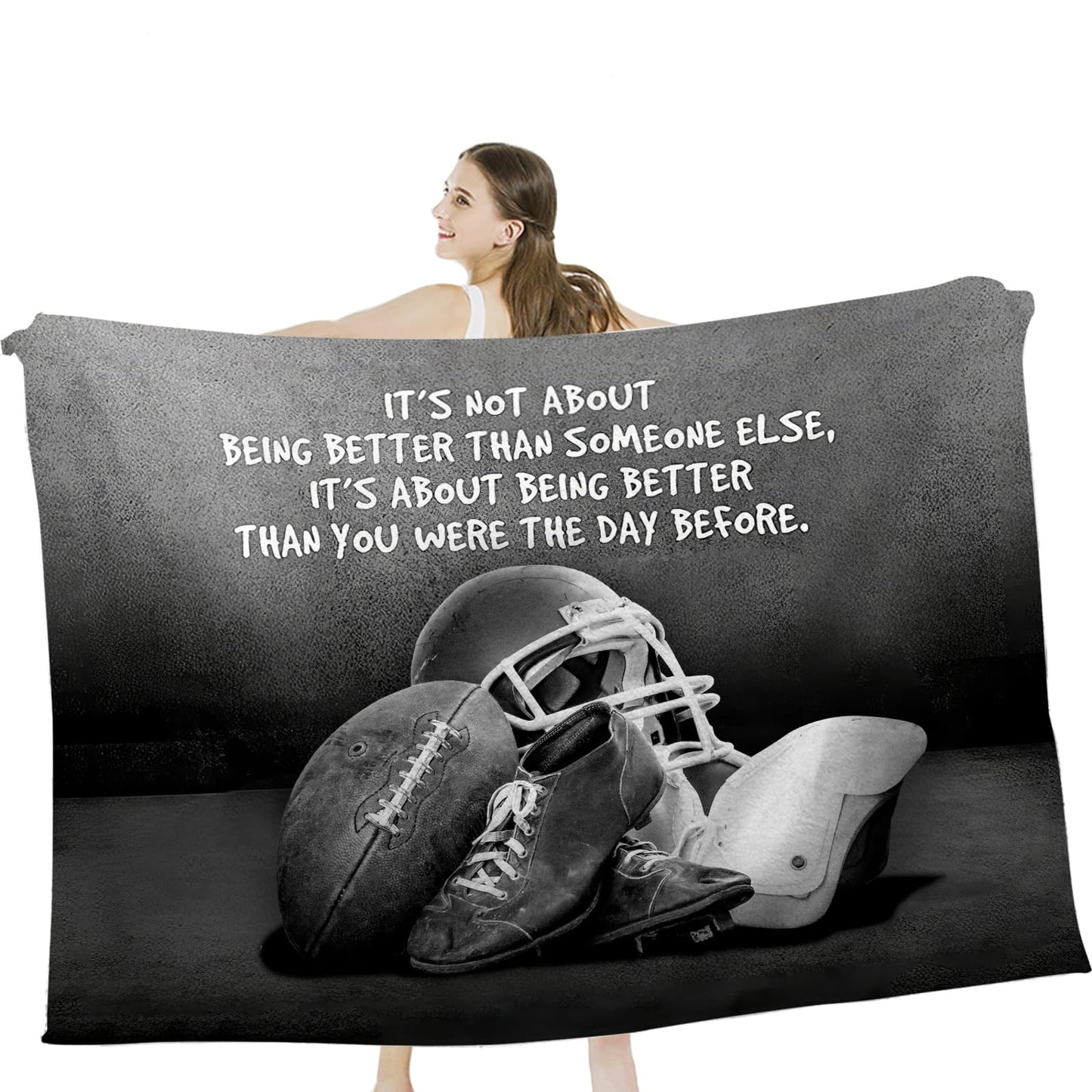 Tijuboni Football Sports Throw Blanket Rugby Gifts for Men Boys Women Girls Kids Adults Soft Flannel Fleece Blanket for Couch Sofa Bed Home Decor 40"x50"