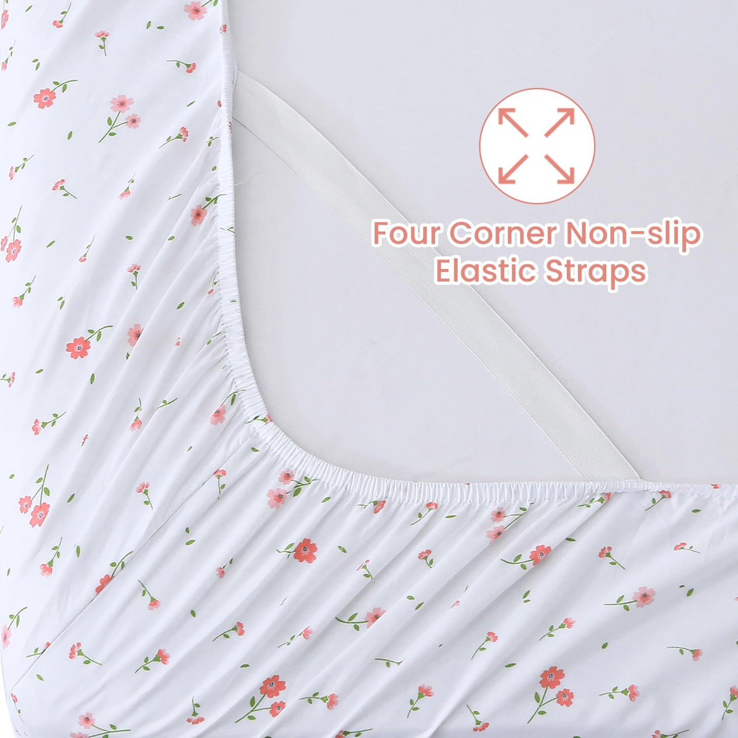 Softan Pink Floral Queen Sheet Set Flower Bed Sheets Queen Size - 4 Piece Microfiber Patterned Fitted Bed Sheets with 15" Deep Pocket, Cozy Cute Pink Flower Sheets and Pillowcase Set