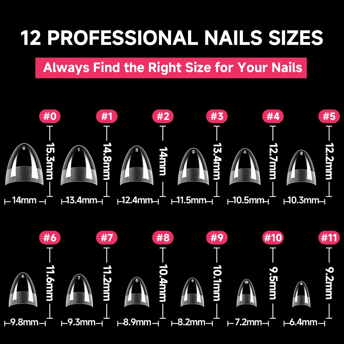 UNA GELLA Short Almond Gel Nail Tips: 504PCS Acylic Nail Tips Almond Shape Extra Short Pre Etched Half Cover 12sizes Salon Quality Soft Press On Nails DIY for Home Nails Extension