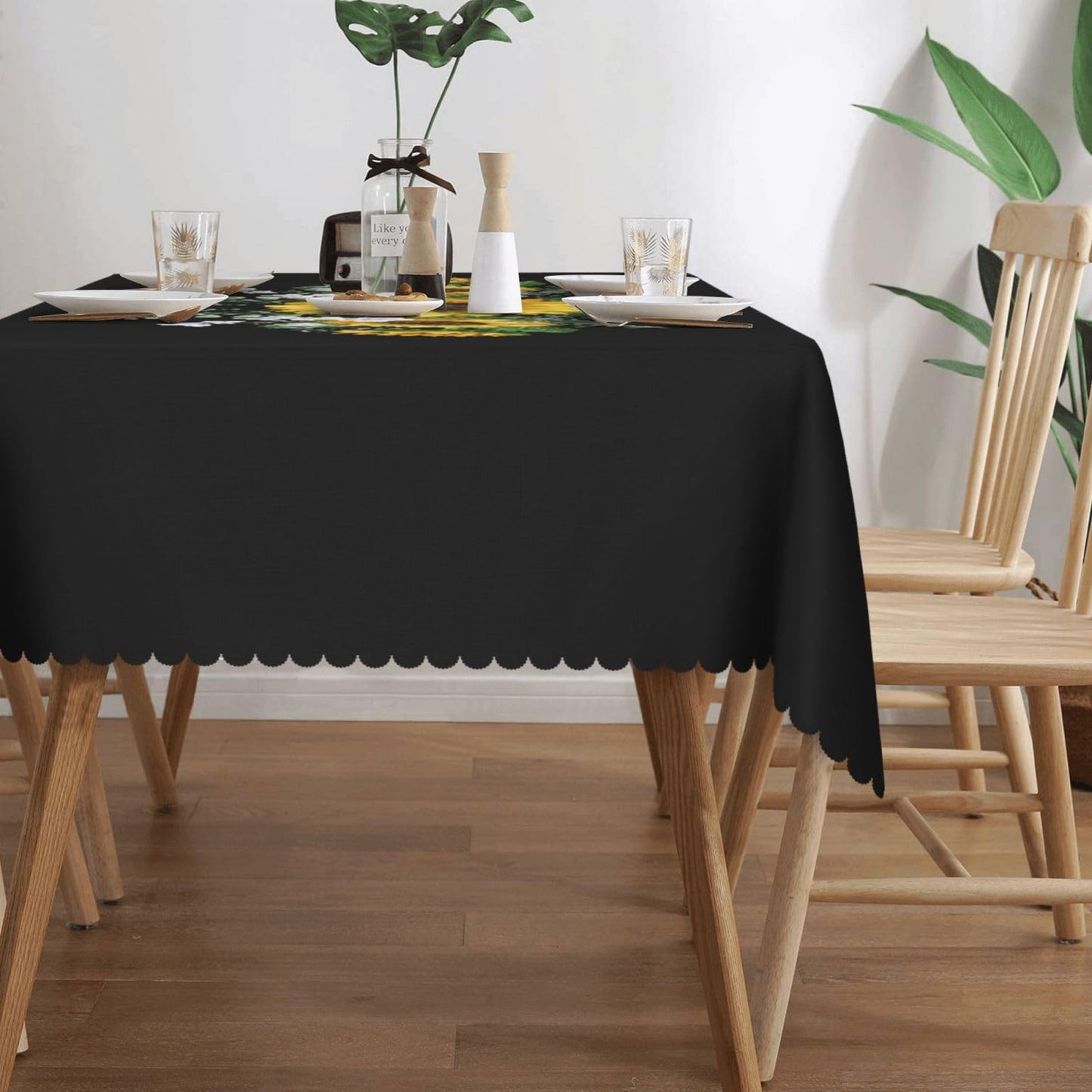 ZYPHORIEL Black Sunflower Rectangle Tablecloths Wild Flowers Table Cloths Dacorative Kitchen Dining Tablecloth for Rectangular Tables,Washable Table Cover for Party 54 x 72 Inch