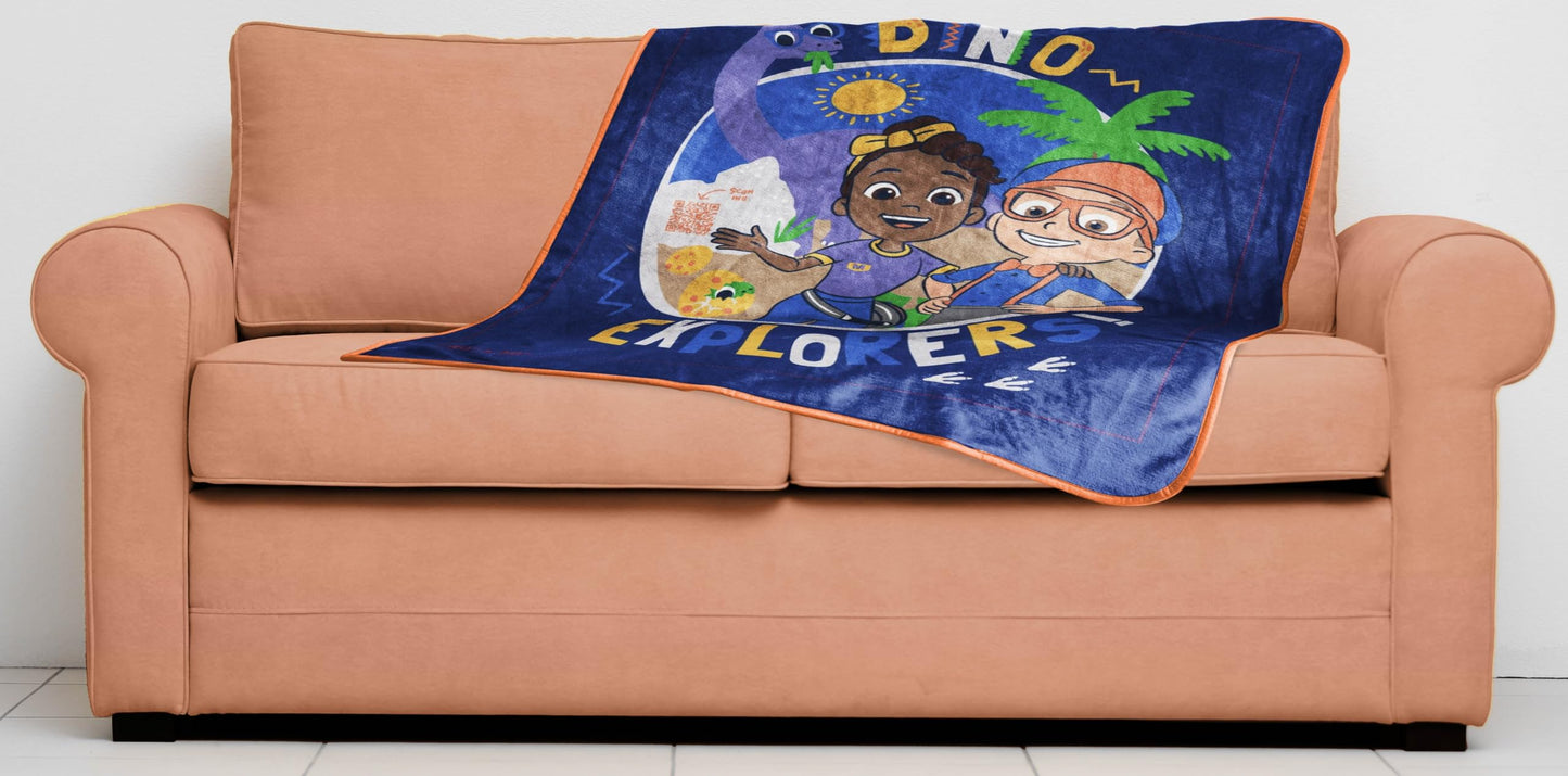 Sunny Side Up Kids Plush Throw Blanket – Soft & Comfy Throw for Couch or Bed – Cozy Home Décor for Living Room & Bedroom, Blue - Blippi, 40x50 - Travel Blanket