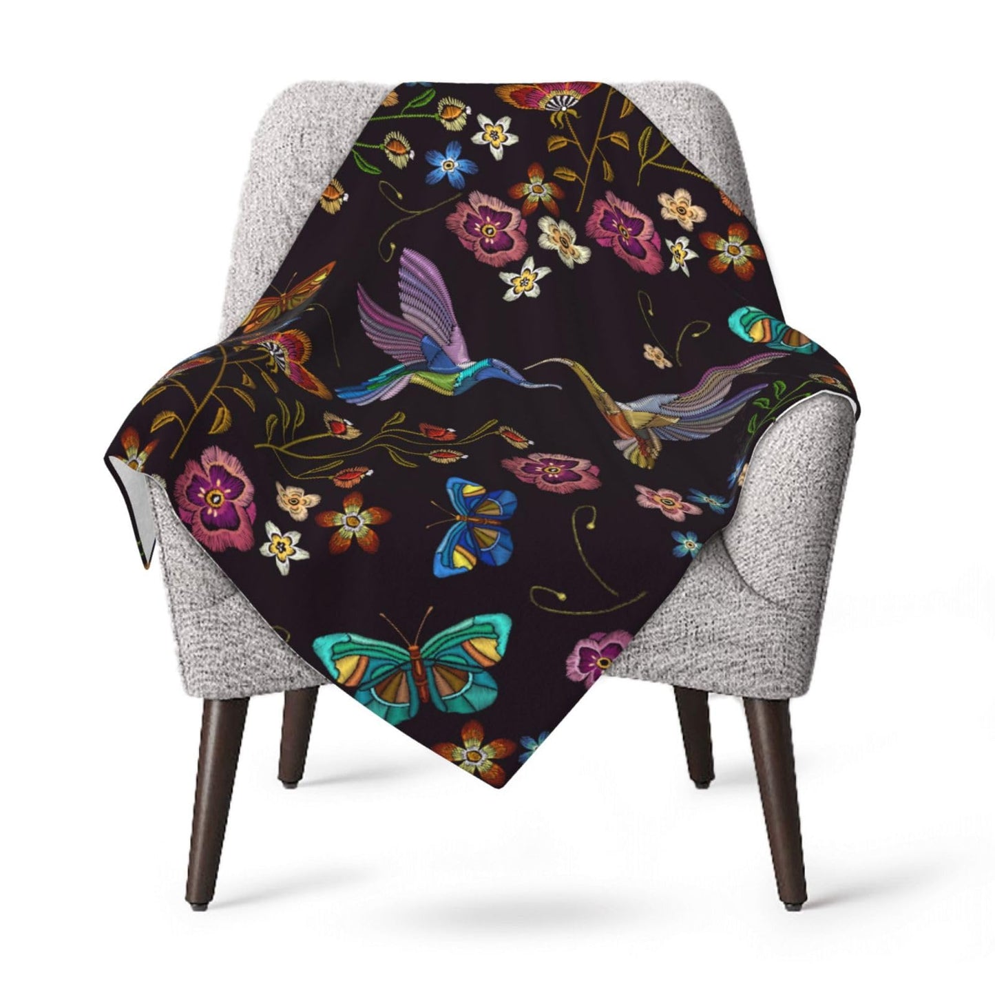 Abucaky Hummingbird Bird Fleece Throw Blanket Ultra Soft Cozy Blooming Flowers Decorative Flannel Blanket for Home Bed Couch Chair Travel 40x30in