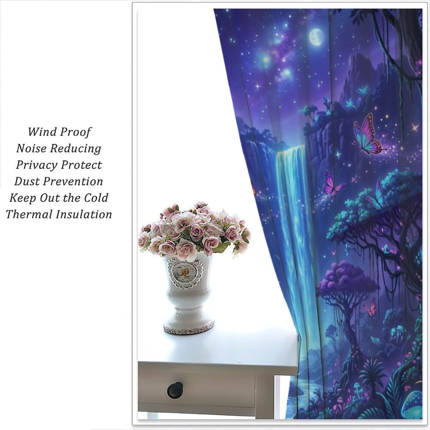 UFUH Fantasy Nature Curtains,Fairy Forest Landscape Blackout Window Treatments for Bedroom Living Room,2 Panels Set Total Size 42 x 45 Inch