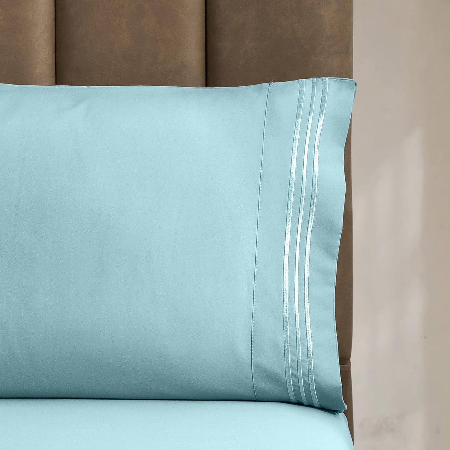 CELINE LINEN Premium 1800 Hotel Quality Wrinkle-Resistant 4-Piece Microfiber Sheet Set - Luxury Ultra Soft and Breathable Bedding 16 Inch Deep Pocket 4PC Sheet Set, King, Aqua
