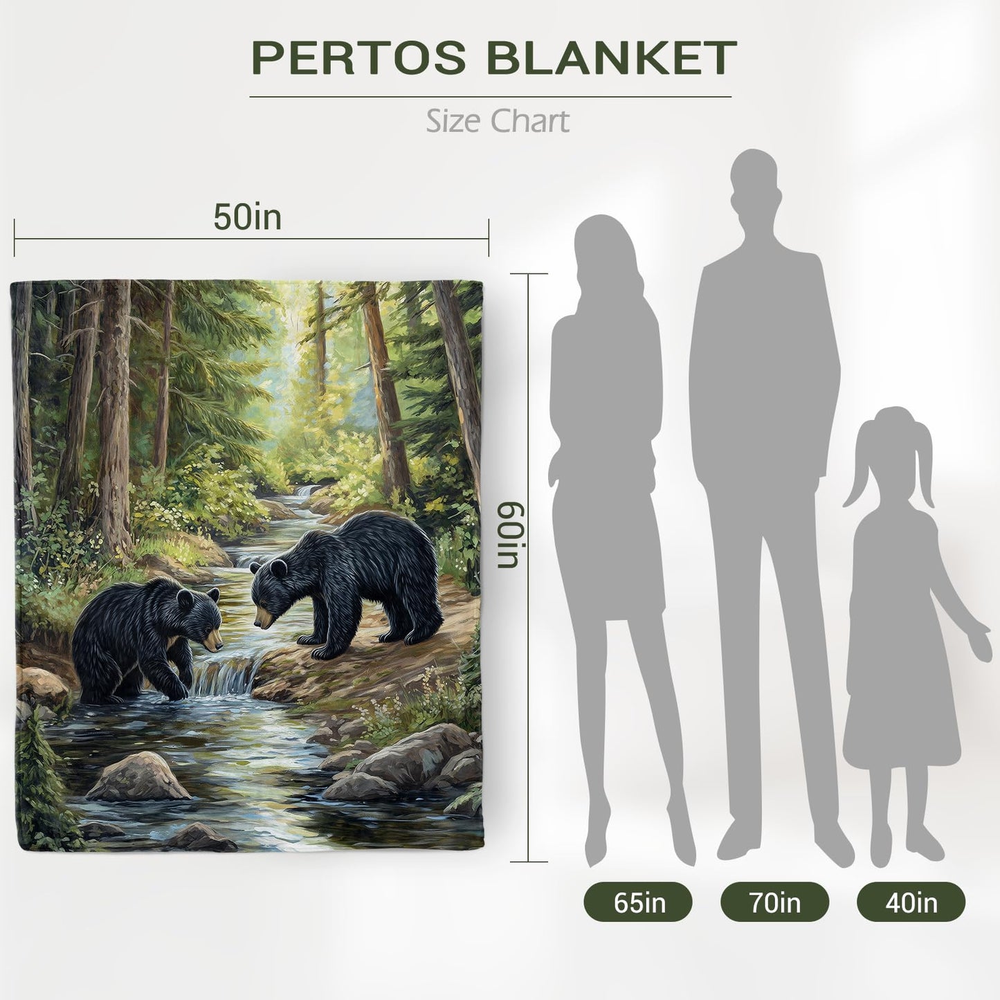 Black Bear Blanket, Bear Gifts for Kids, Soft Blanket for Boys Girls Room Decor, Cozy Throw Blankets Christmas Birthday Gifts for Toddlers Teens Couch Bed 60" X 50"
