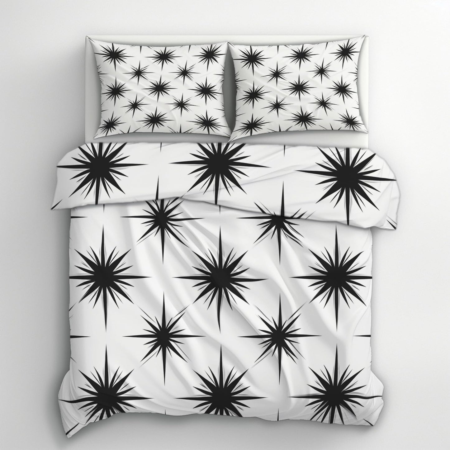 zcwl Atomic Duvet Cover Queen Size | Mid Century Modern Bedding Set | 3 Piece | Soft Microfiber Patterned Comforter Cover with Zipper Ties & 2 Pillowcases | 50S Retro Abstract Bedroom Decor