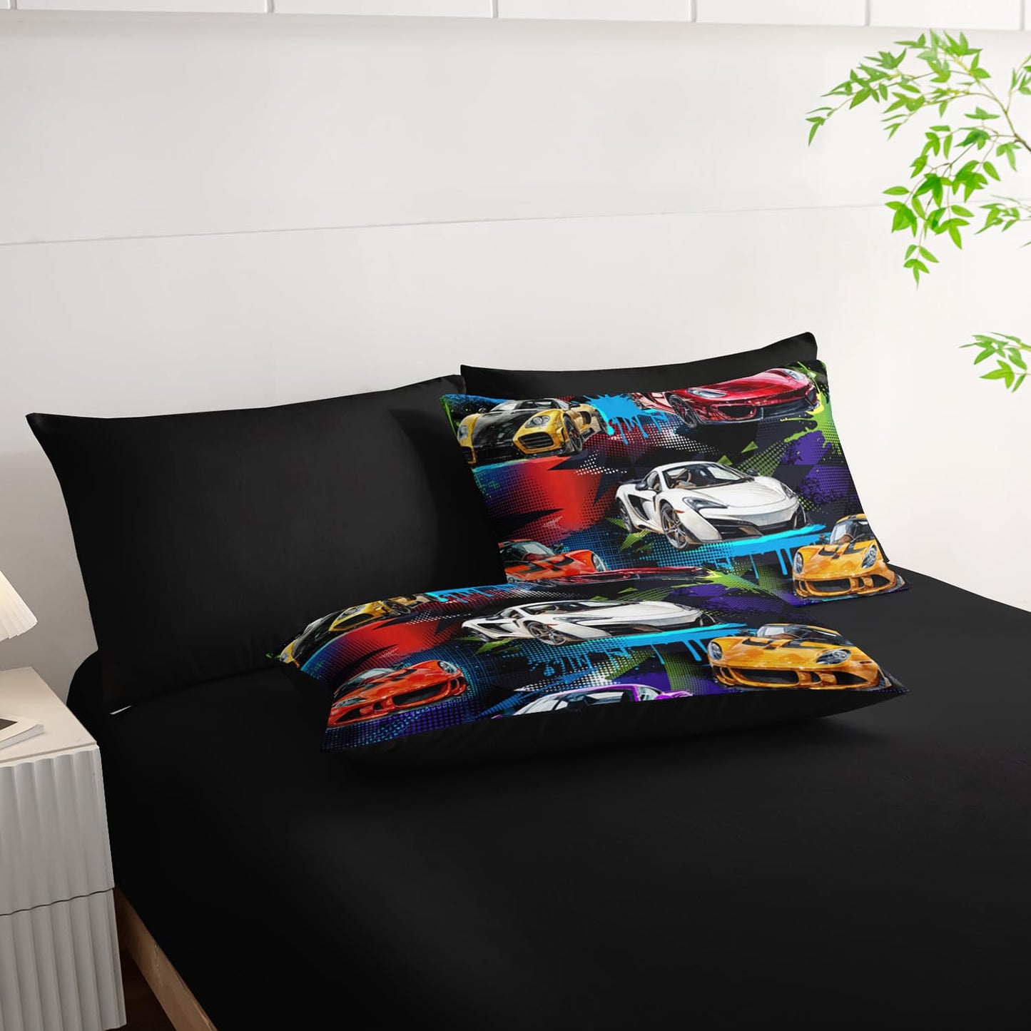 AILONEN 7-Piece Racing Car Comforter Sets Full Size,Extreme Sports Bedding Set Bed in a Bag for Kids Boys Teens,Cool Speed Race Comforter & Fitted Sheet with Flat Sheet & 2 Pillowcases,2 Pillow Shams