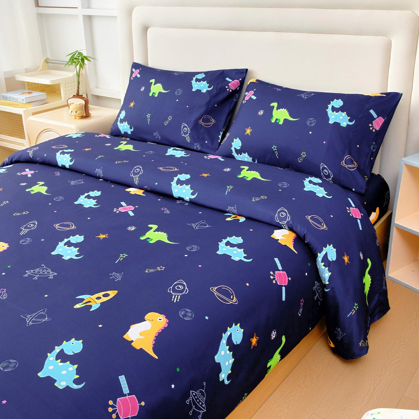 MICORAL Kids Twin Sheet Set Dinosaur, 3 Pieces Sheets for Boys & Girls, Soft Printed Microfiber Bed Sheets, Deep Pocket Cozy Toddler Bedding Set
