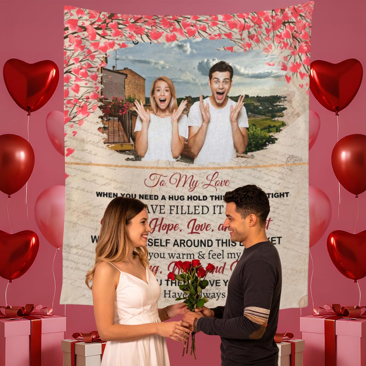 BHSHOH Personalized Couple Photo Blanket for Girlfriend Boyfriend Love Custom Anniversary Blanket Gifts for Husband Wife Wedding Valentine’s Day Gifts Man Woman Throw (11)