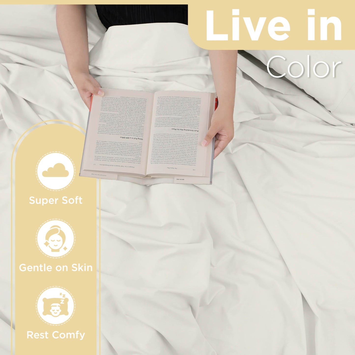 Color Remedy King 4-Piece Bed Sheet Set – Soft, Lightweight, Wrinkle-Resistant Fabric – Durable, Breathable, Easy Care Sheets with Deep Pockets – Ivory