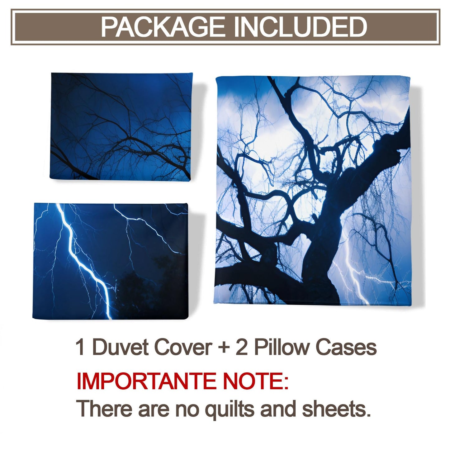 PAISUOQ Weather Landscape Bedding & Home Decor - Blue Lightning Duvet Cover Queen Size - Comforter Cover with 2 Pillow Shams & Zipper, Natural Landscape Bedroom Decor & Gifts