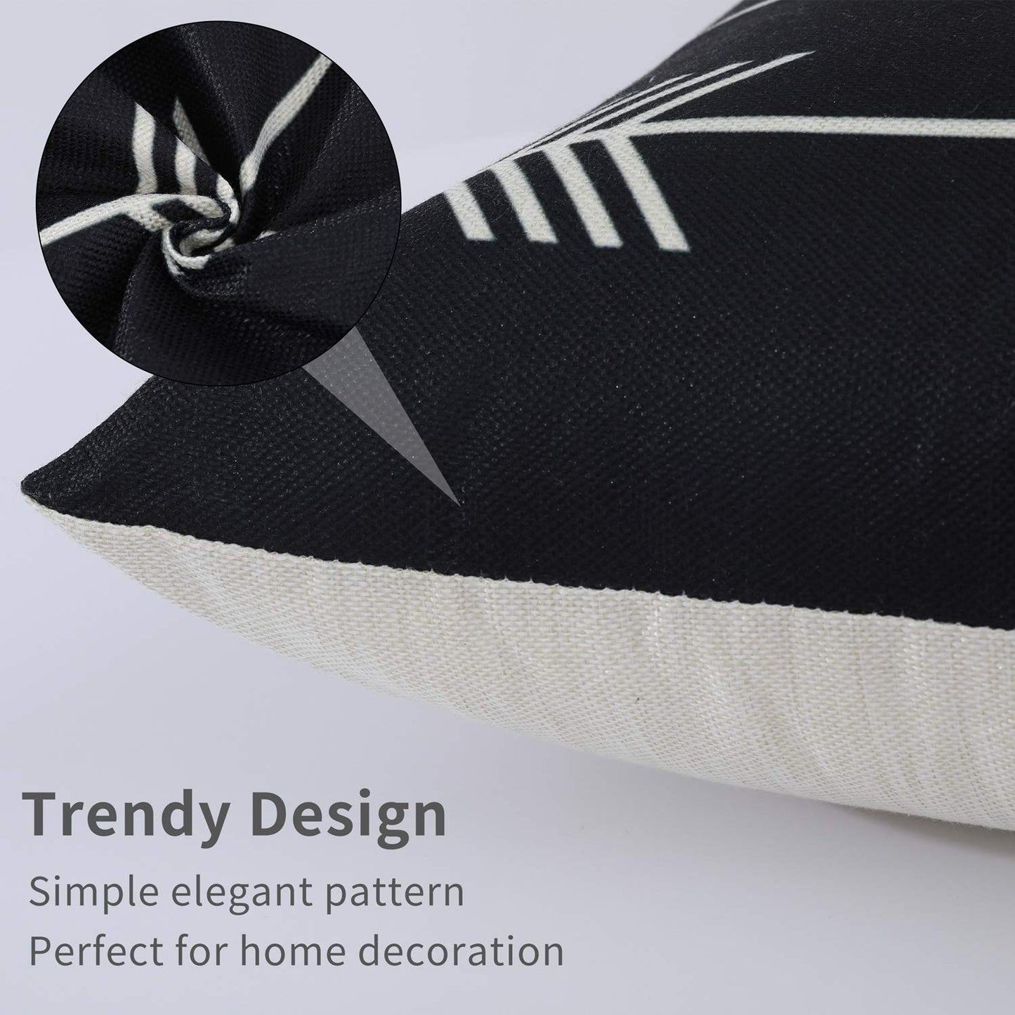 Tosewever Set of 4 Decorative Geometric 18 x 18 Inches Throw Pillow Covers - Modern Pattern Linen Square Pillow Cushion Case for Sofa Couch Bed Home Outdoor Car (18" x 18", Black)