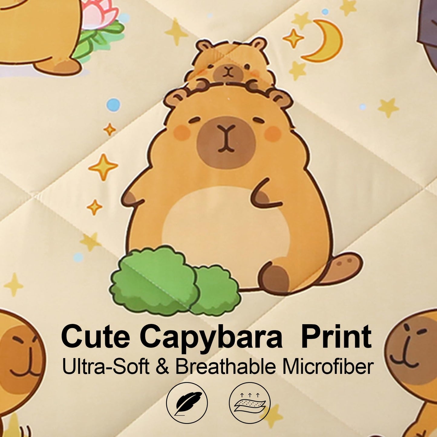 Jameswish 7 Piece Capybara Comforter Set Full Size Cute Cartoon Capybara Bedding Set Super Soft All Season Bedroom Decor for Kids Girls Boys Teens Birthday Choice