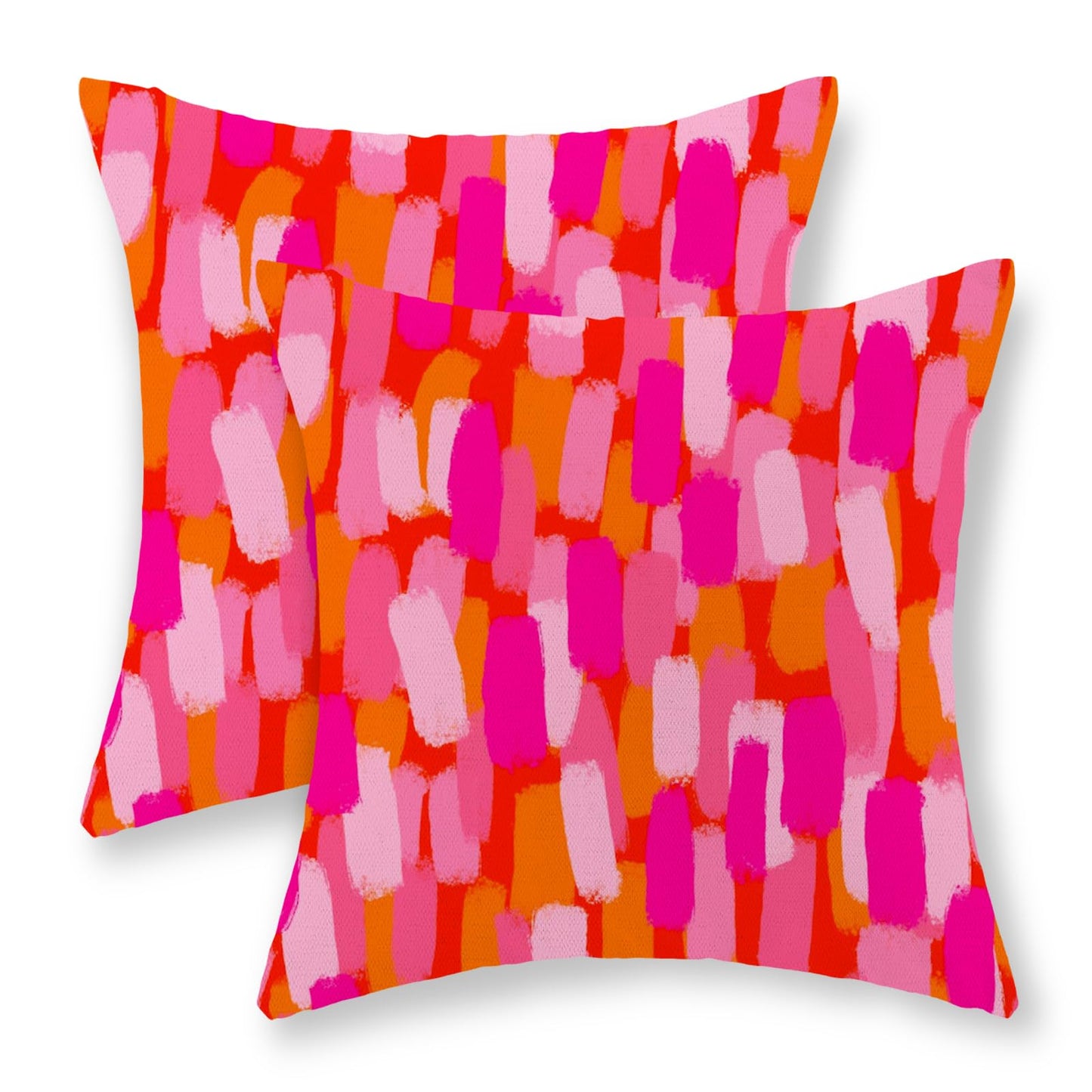 GOLIANDA Hot Pink Orange Pillow Covers 18x18 Inch Set of 2 Abstract Preppy Throw Pillows Painting Outdoor Decorative Pillow Cases Linen Aesthetic Boho Cushion Cover for Couch Home Sofa Bed Decor