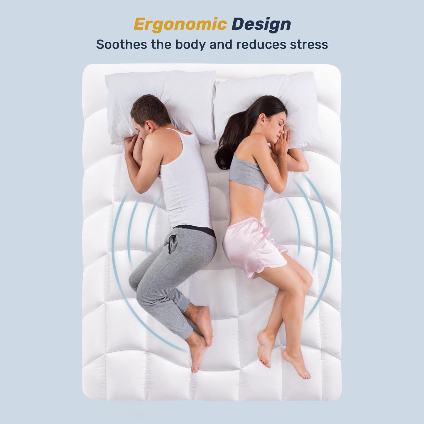 Unikome Waterproof Mattress Pad Queen Size, Ergonomic Quilted Mattress Topper – Soft Breathable Bed Cover with Deep Pocket (Fits 8-21 Inches), Noiseless Durable and Machine Washable (White, 60x80)