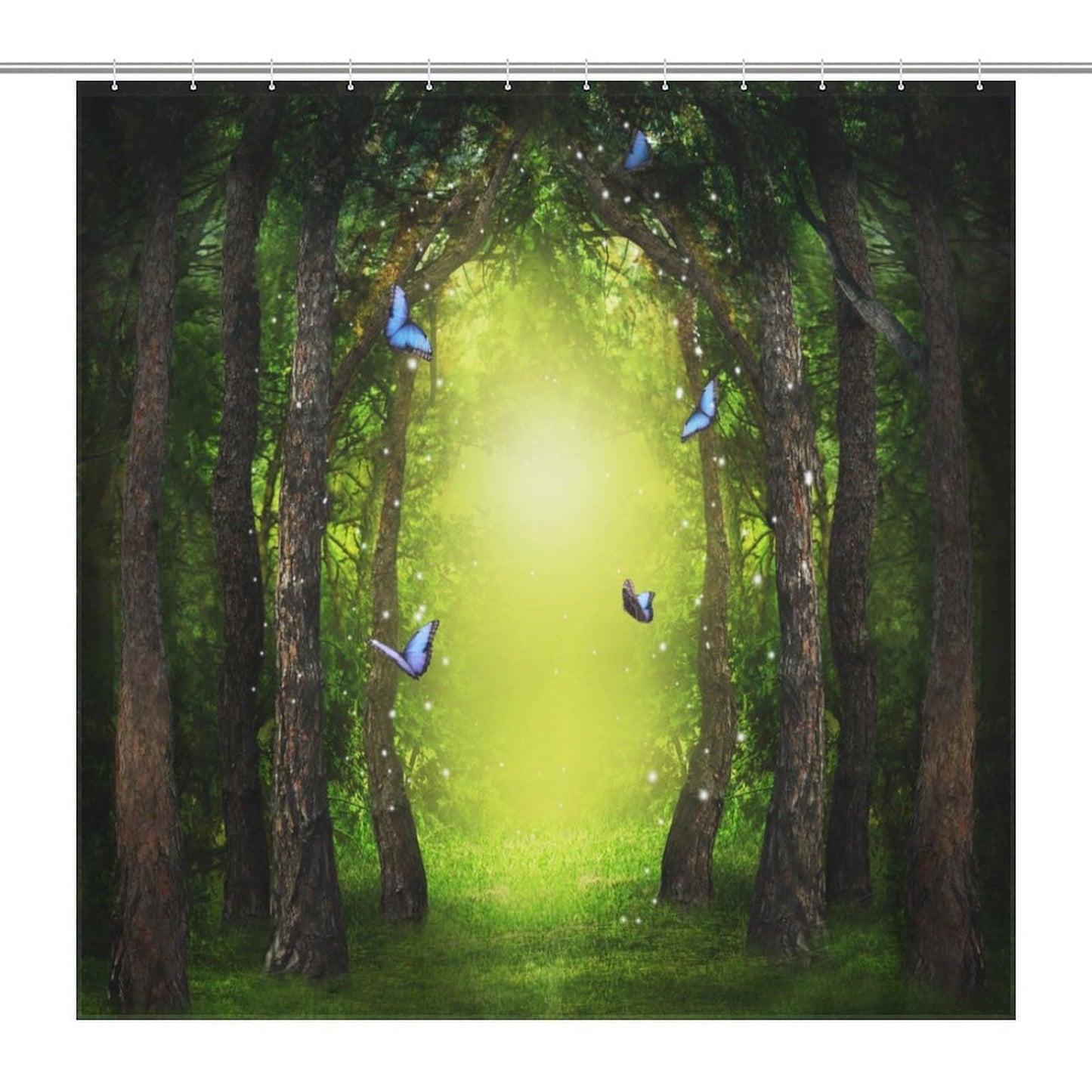TYVGICZ Fantasy Forest Shower Curtain Fairy Tale Enchanted Woods Mystical Landscape Nature Butterfly Bath Curtains for Bathroom Decor Polyester Fabric，66x72 Inch
