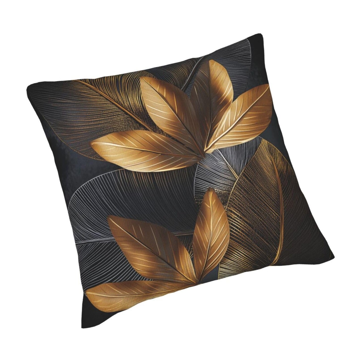 Droerfes Gray Golden Leaf Throw Pillow Covers Set of 2 Couch Pillow Case Decoration Cushion Covers for Sofa Home Living Room Bedroom Outdoor 18X18 Inch