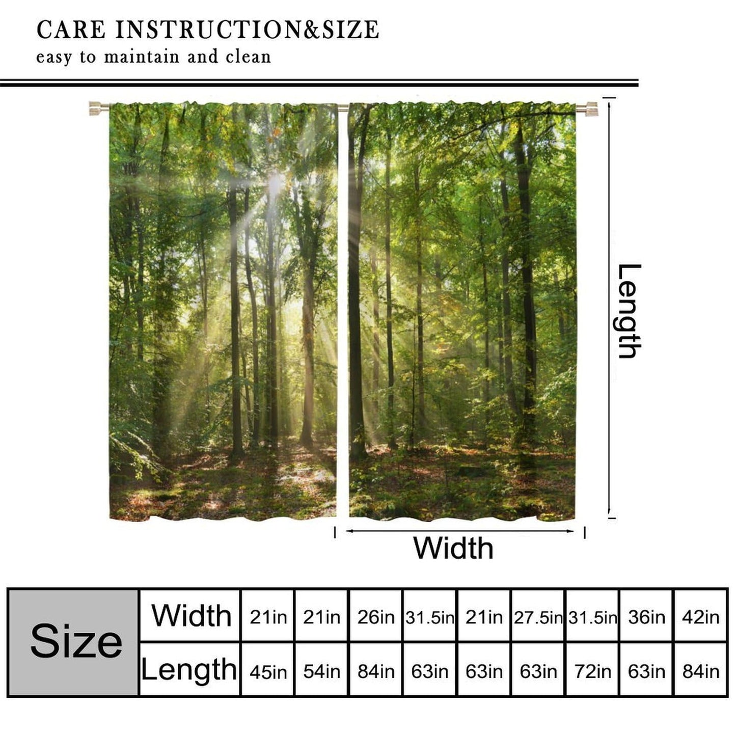 UFUH Nature Landscape Blackout Curtains,Spring Jungle Summer Sunshine Forest Land Scenery Window Treatments for Bedroom Living Room Kitchen,2 Panels Set Total Size 42 x 45 Inch