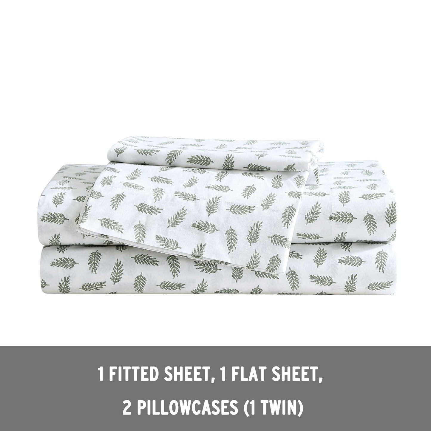 Eddie Bauer - Twin Sheet Set, Cotton Percale Bed Sheets, Crisp & Cool, Ideal Dorm Essentials (Laurel Leaves, Twin)