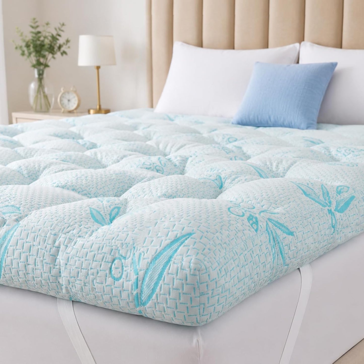 SHOUREN 4-5 Inch Mattress Topper Queen Size, 2100 GSM Pillow Top