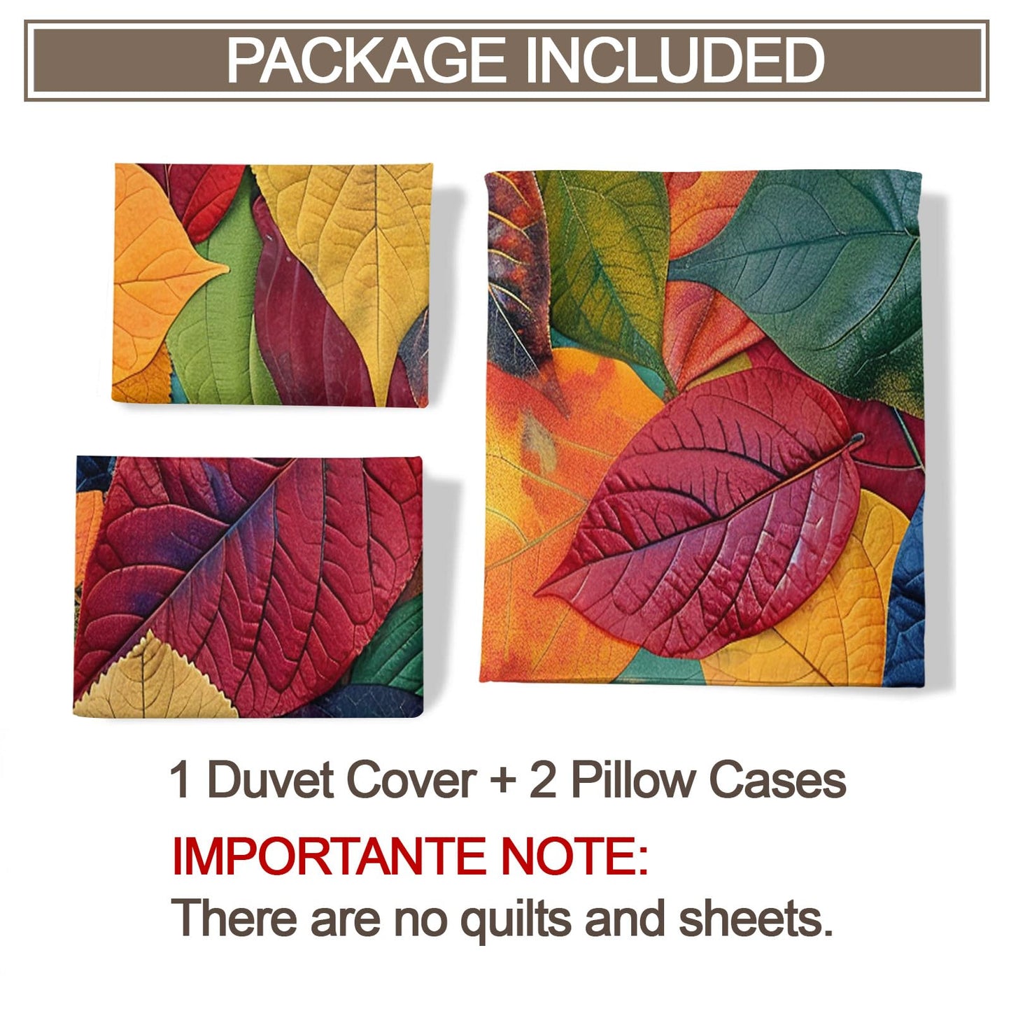 ZAMODE Autumn Leaf Duvet Cover Oversized King Size, Multicolor Fallen Leaves Comforter Cover 120" x 98", Fall Leaves Bedding Set with 2 Pillowcases