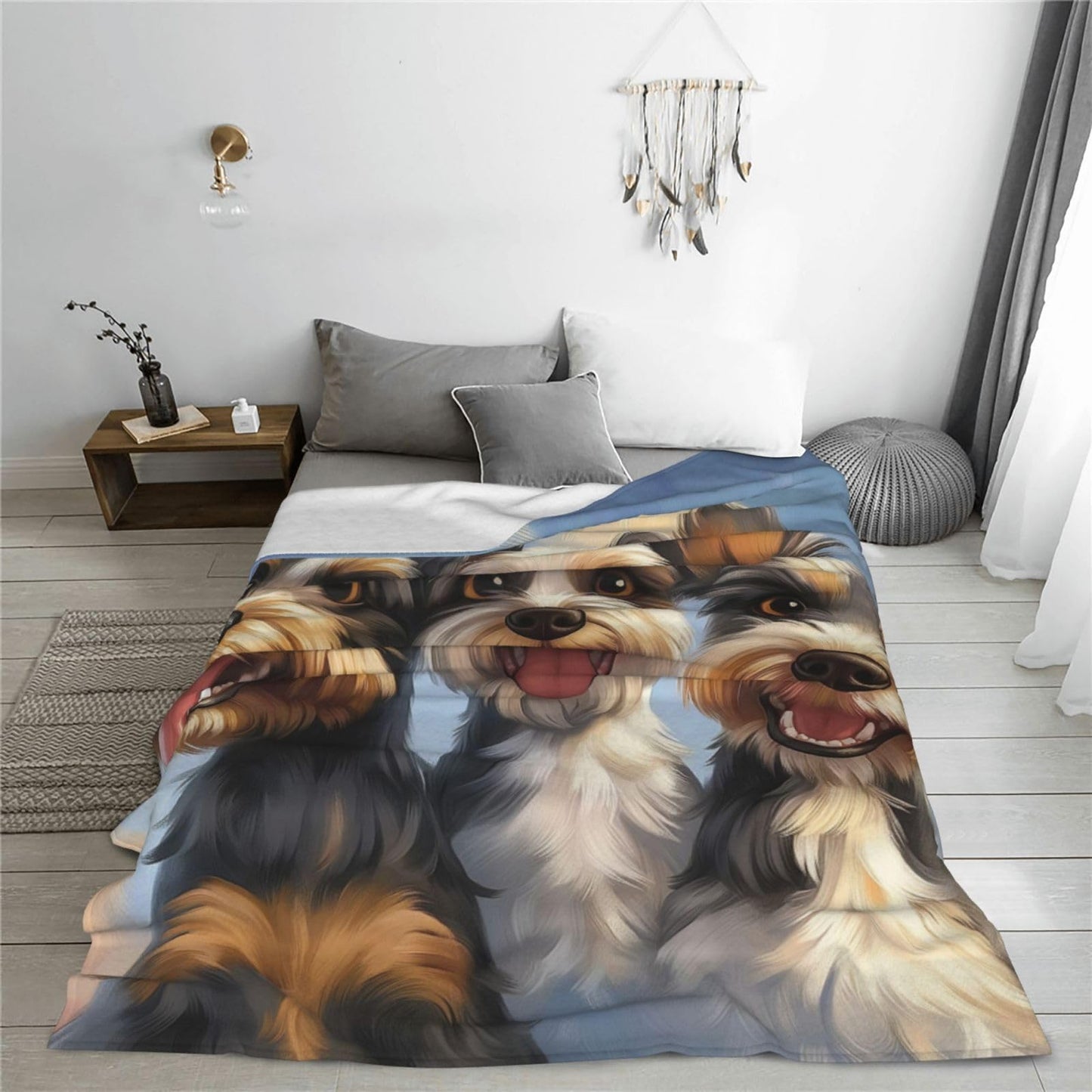 Turamurra Cute Schnauzer Blanket Gifts for Kids Adults Soft Warm Lightweight Cozy Animal Dog Throw Blankets for Bed Sofa Living Room Couch Home Decor 50"x60"