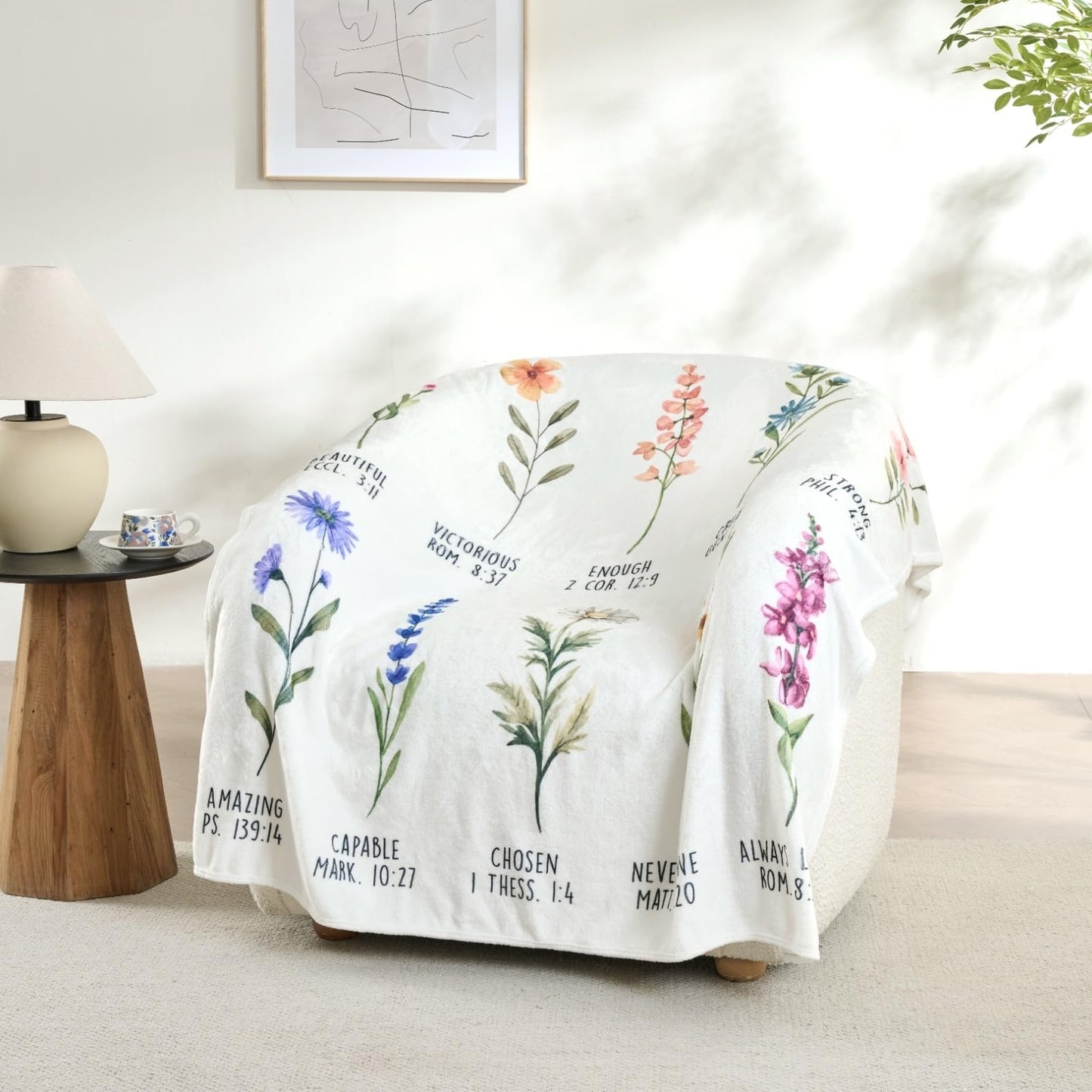 Jungle Star Beige Christian Blanket with God Says You are & Floral Design, Inspirational Religious Gifts for Women - Faith Based Throw Blanket for Mom, Friend, Birthday