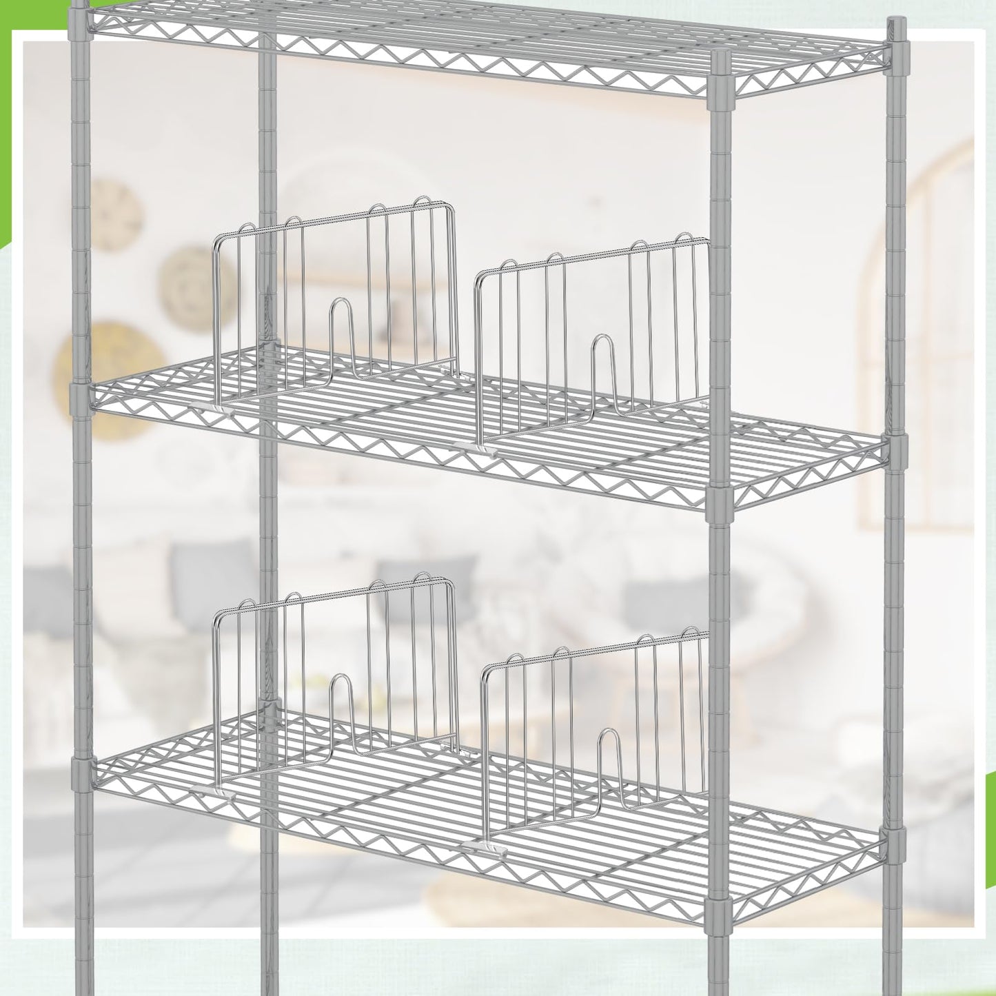MorningRo 6 Pcs 24" W X 9" H Wire Shelf Divider Chrome Plated Steel Wire Rack Divider for Shelving Metal Accessories for Bathroom Kitchen Office Pantry Room Storage Organization, Silver