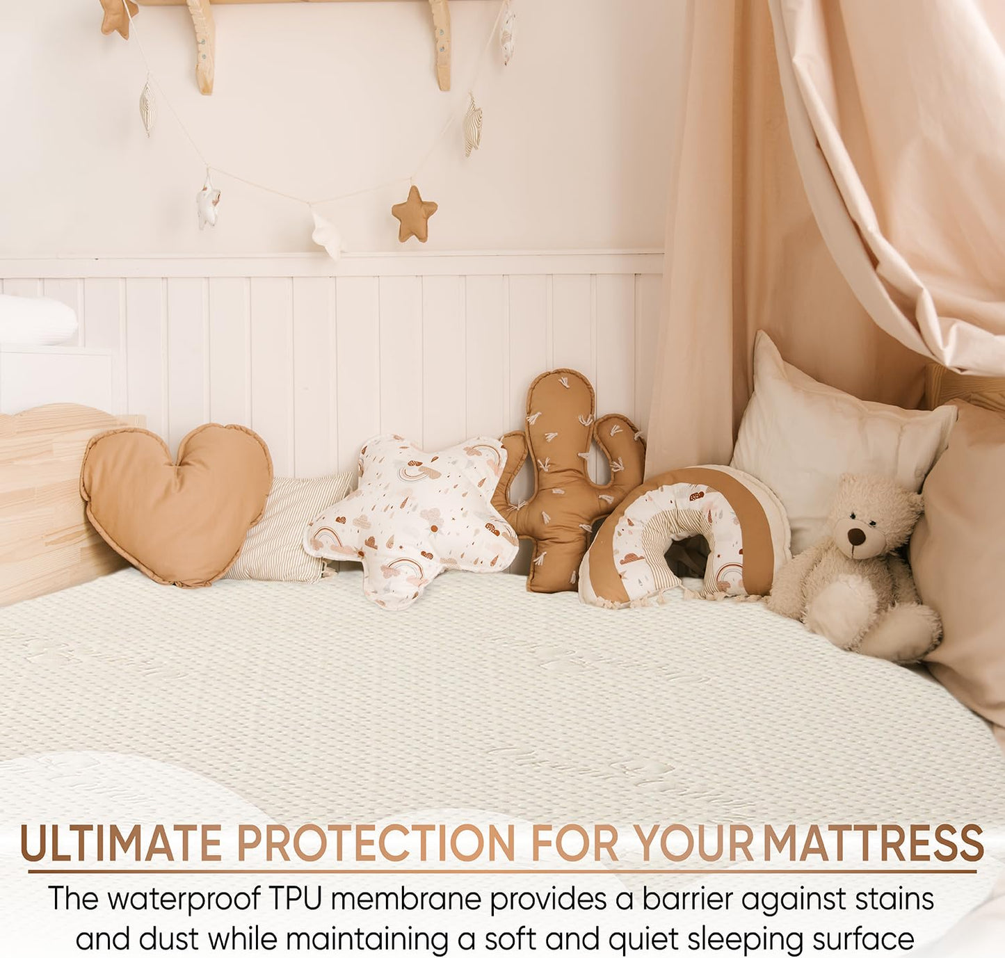 Luxury Quilted Organic Cotton Mattress Protector Twin Size - Premium 380 GSM Waterproof & Breathable Pad - Deep Pocket Fitted Cover - Soft & Silent Protection