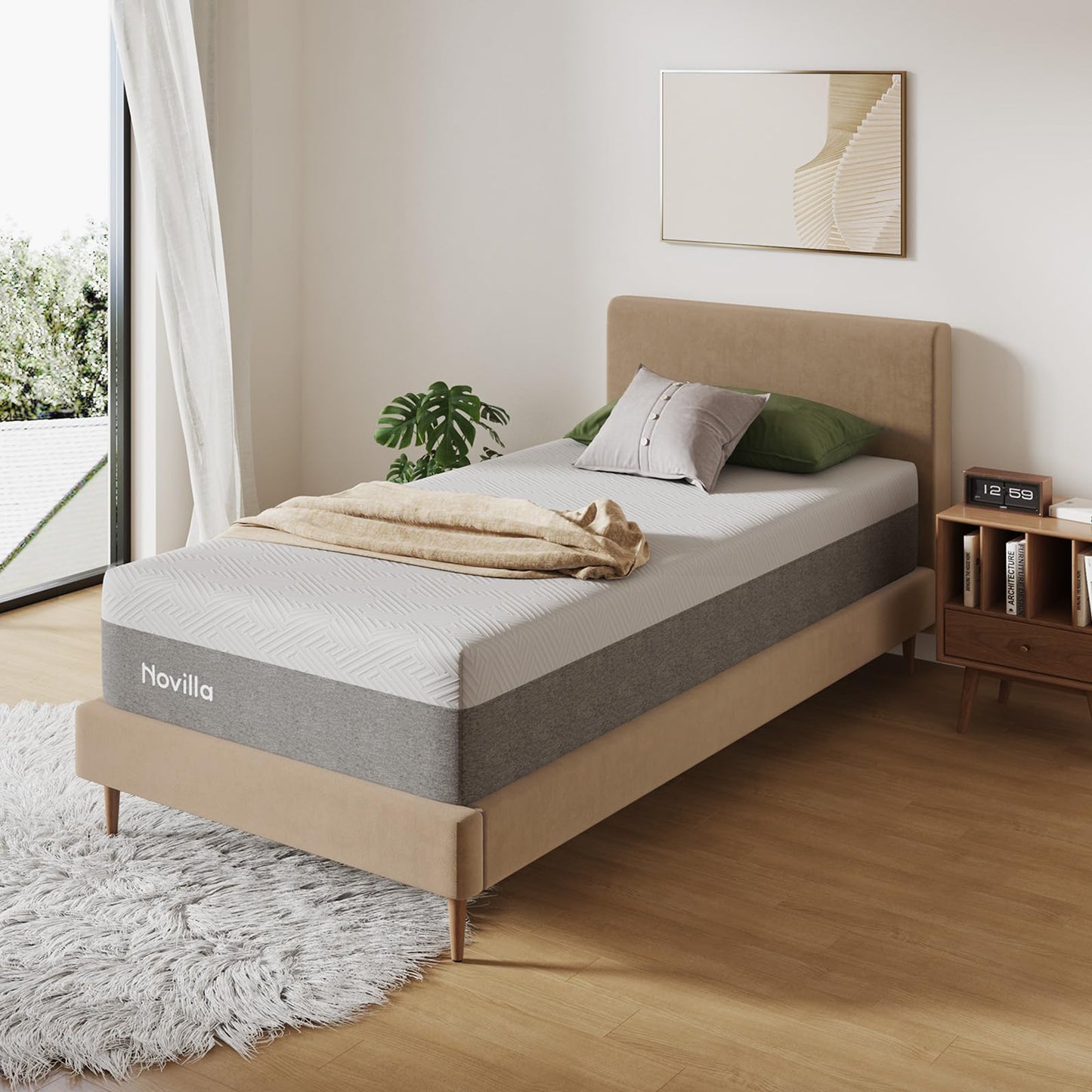 Novilla Bliss Twin Mattress, 10 Inch Gel Memory Foam Twin Mattress in a Box for Cooling Comfort & Pressure Relieving, Target Zoned Support for Back Pain Relief, Medium Plush Feel