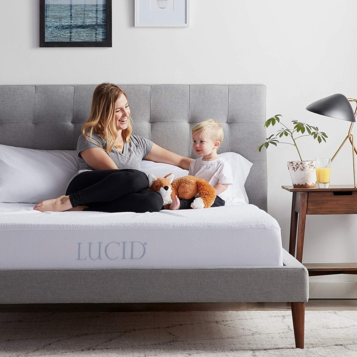 LUCID Premium Waterproof Mattress Protector, Queen Size – Fitted Sheet Style, Machine Washable – Cotton Terry Top Cover – Dorm Room Essential – White