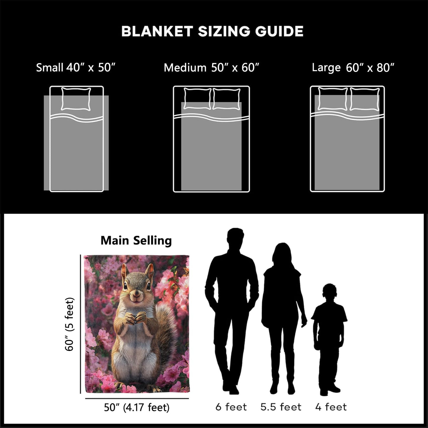 xmwjfd Sweet Squirrel Blanket, Cozy Plush Playful Squirrels Throw Blanket for Couch Bedroom Outdoor, Lightweight Soft Flannel Travel Blankets, Gifts for Women Adults Kids, Warm Decor 50"×60"